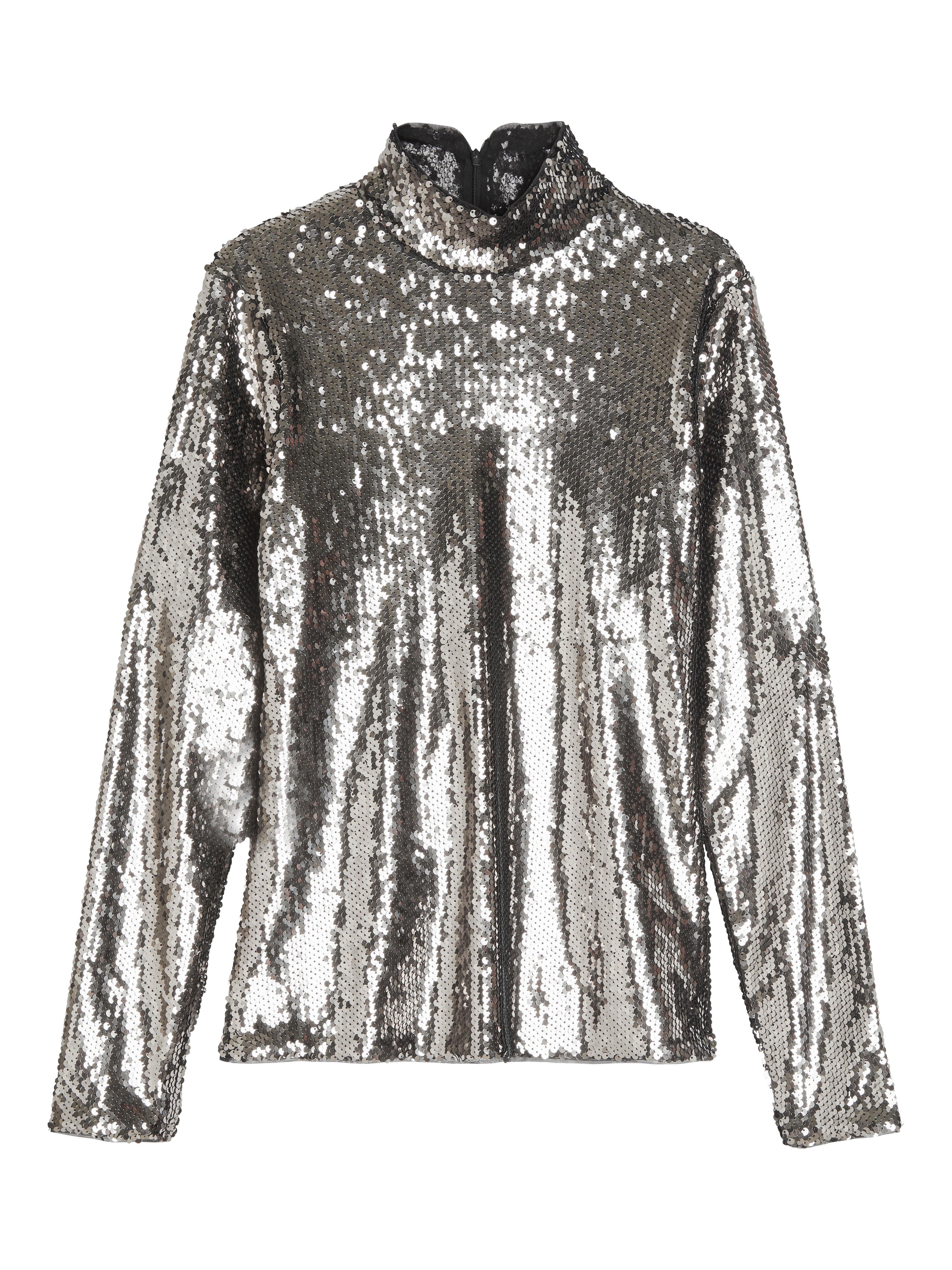 white long sleeve sequin top