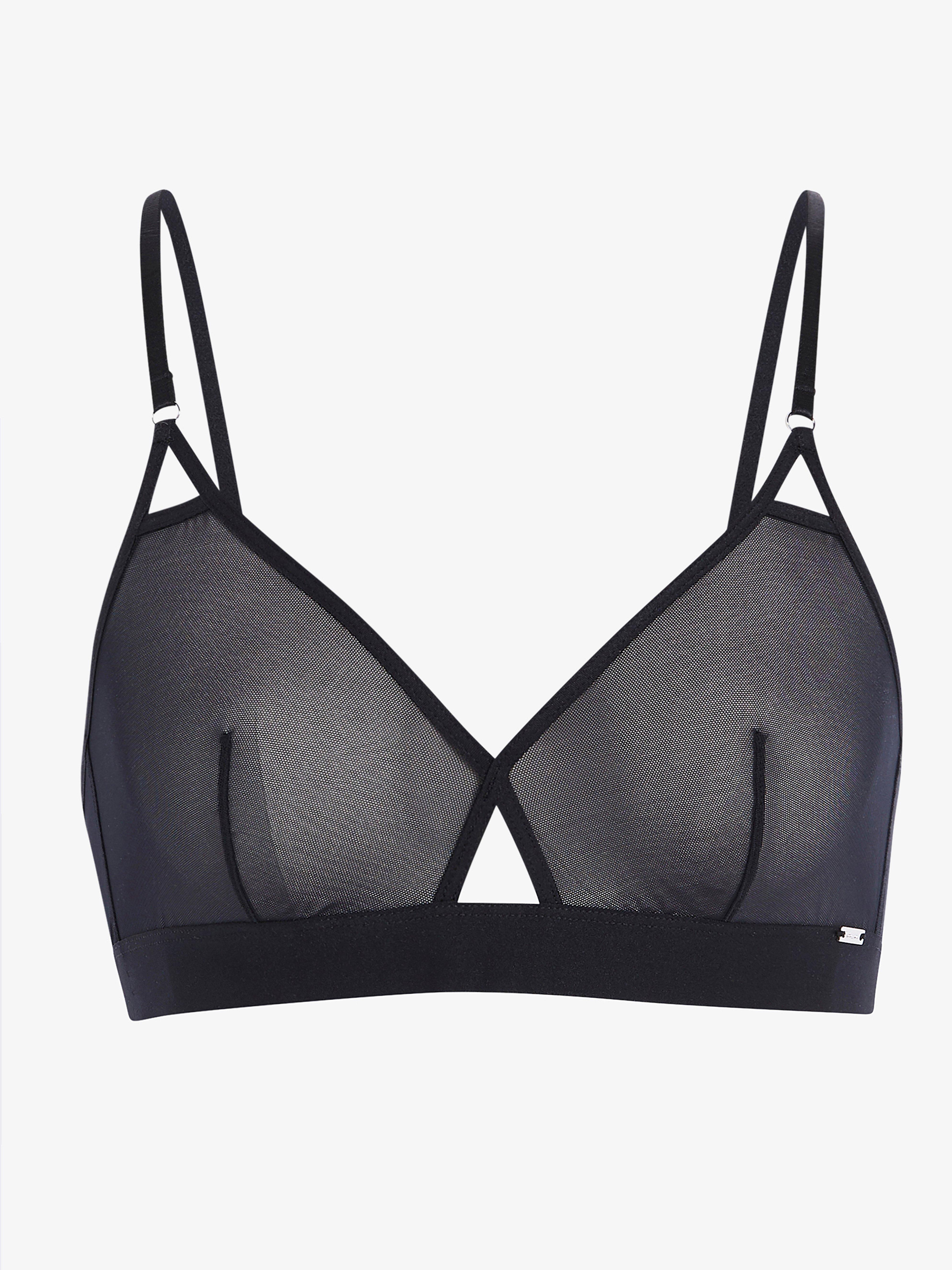 Black Mesh Bralette With Decorative Straps By Flash You And, 45% OFF