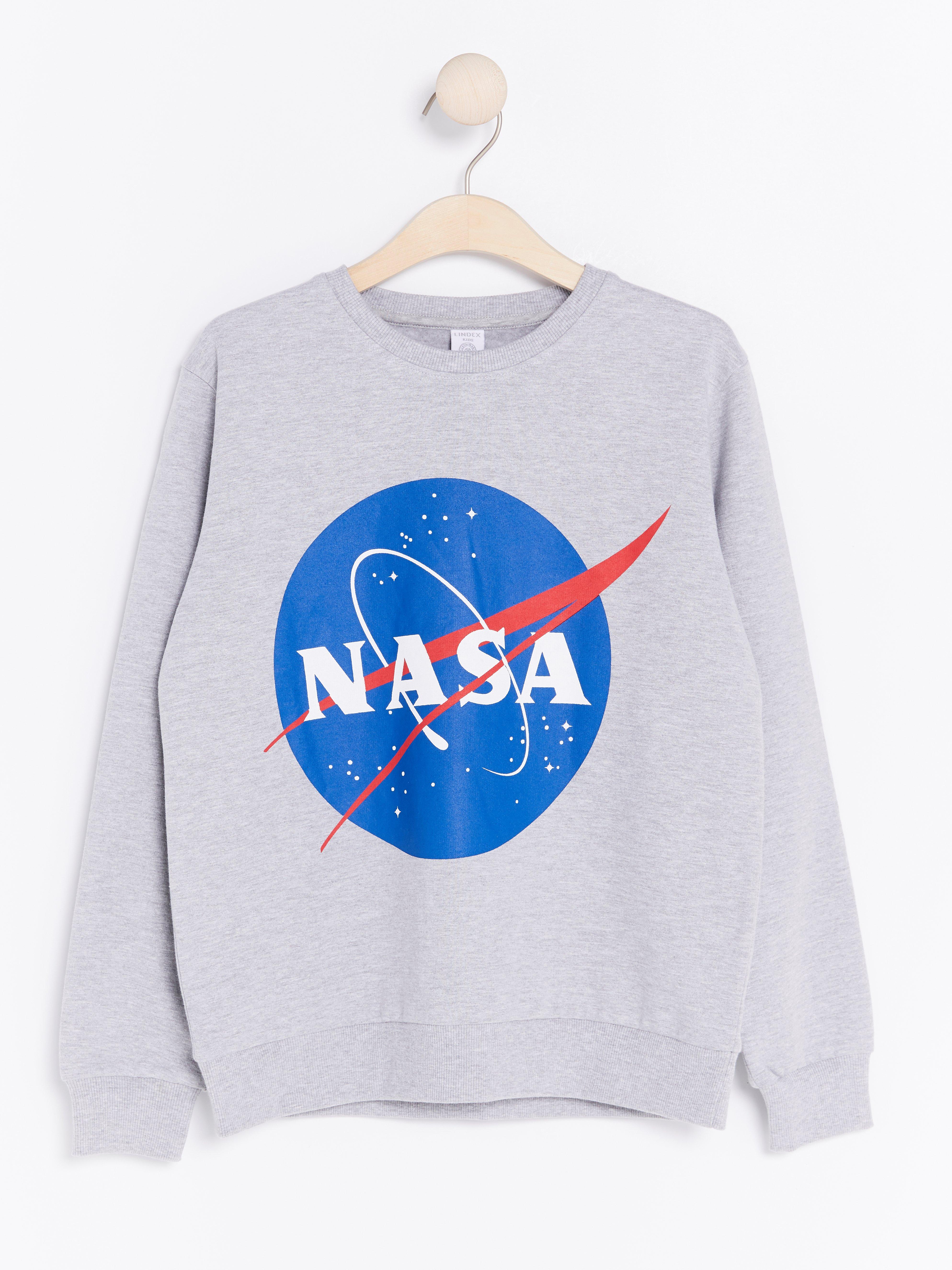 pink and blue nasa sweatshirt