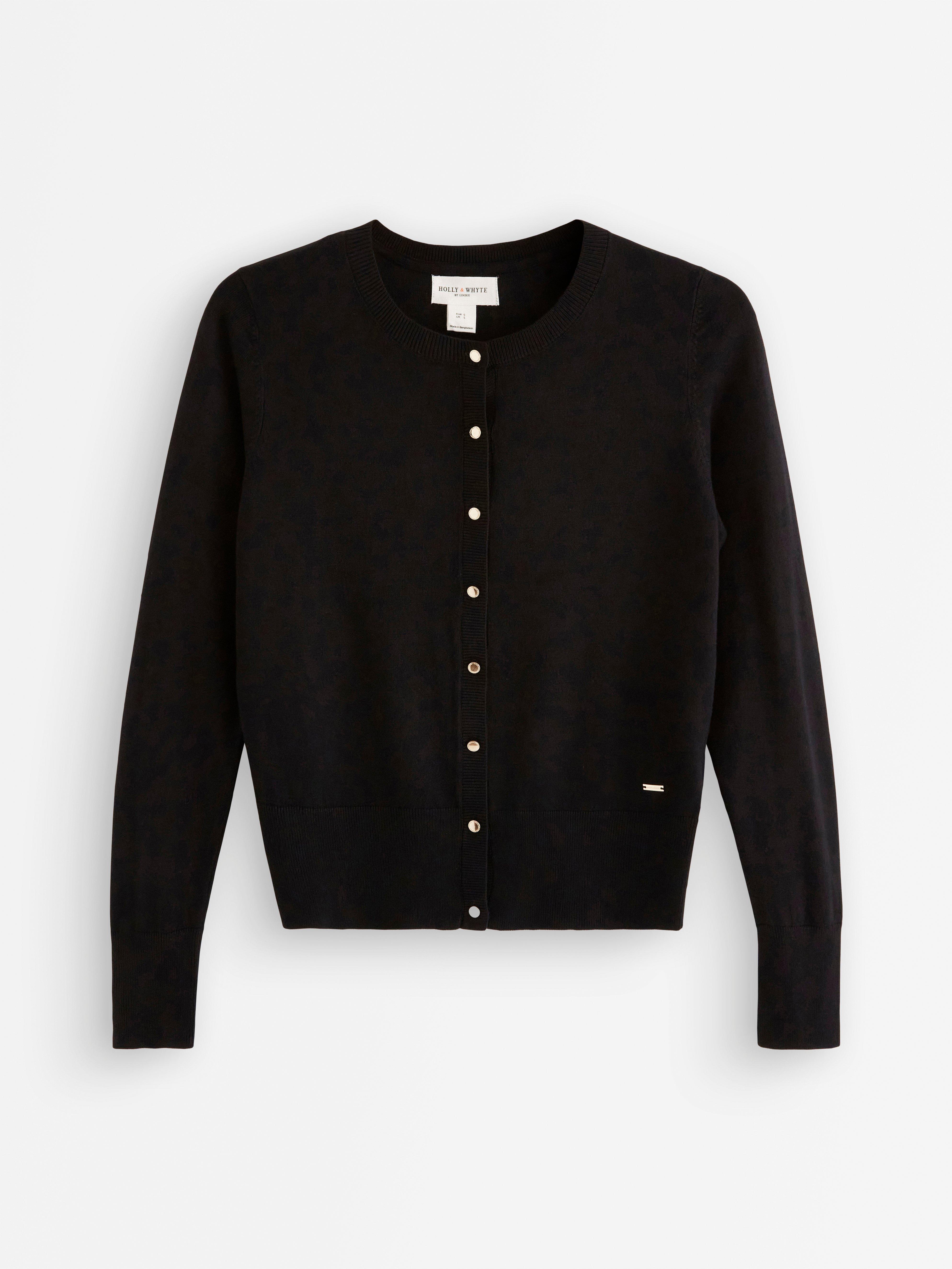 black fine knit cardigan