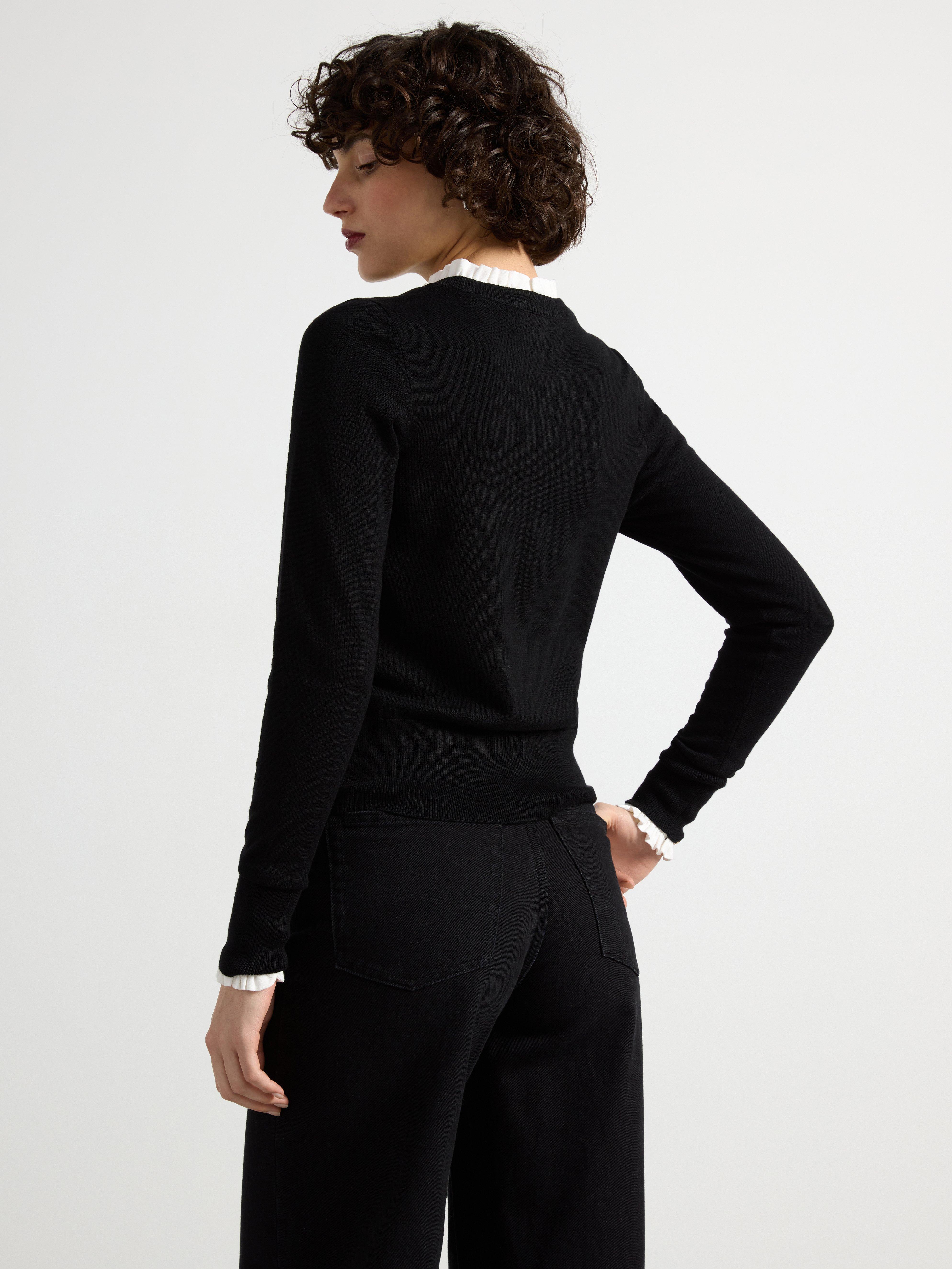 black fine knit cardigan