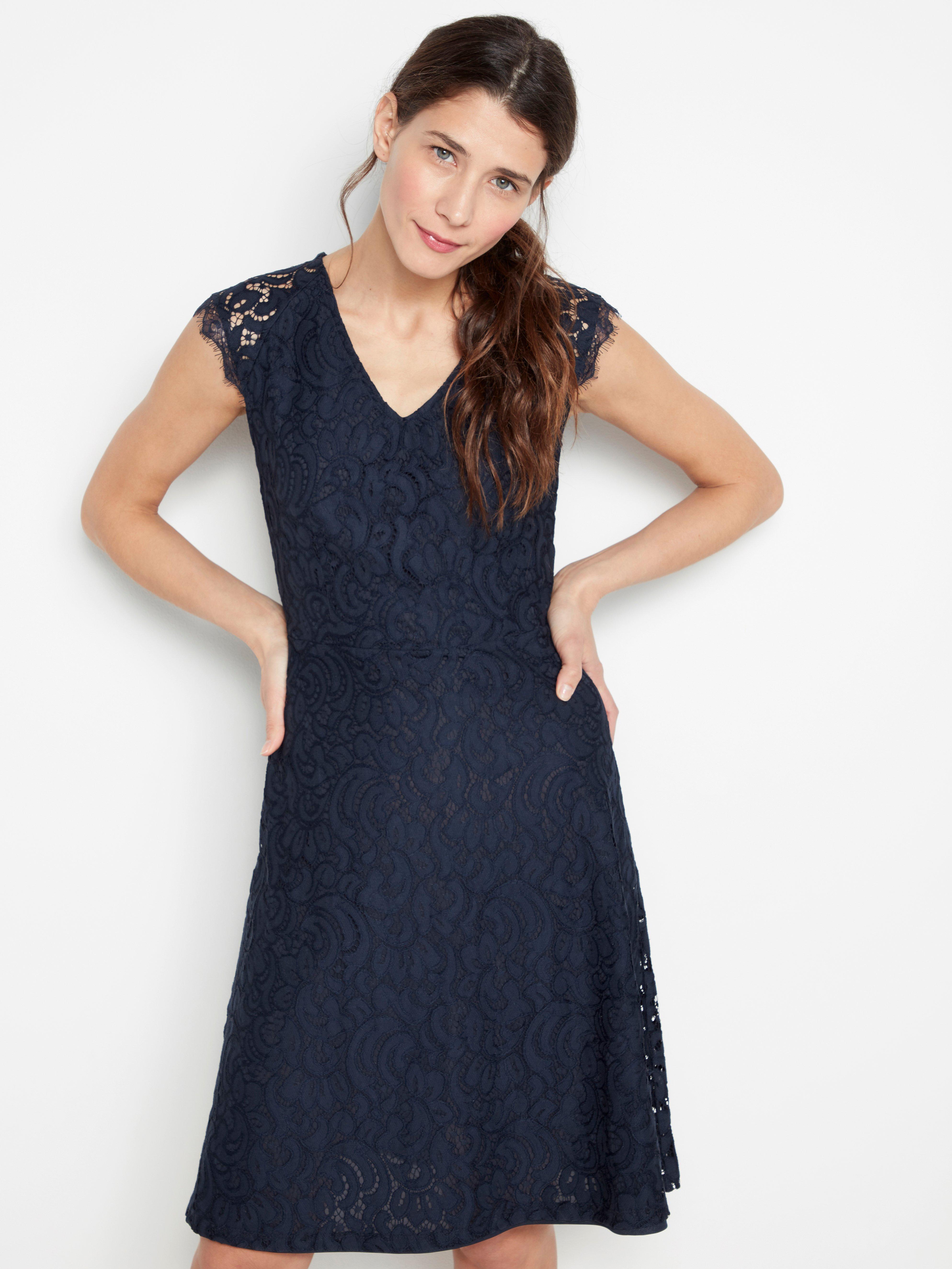 navy blue lace dress sleeveless