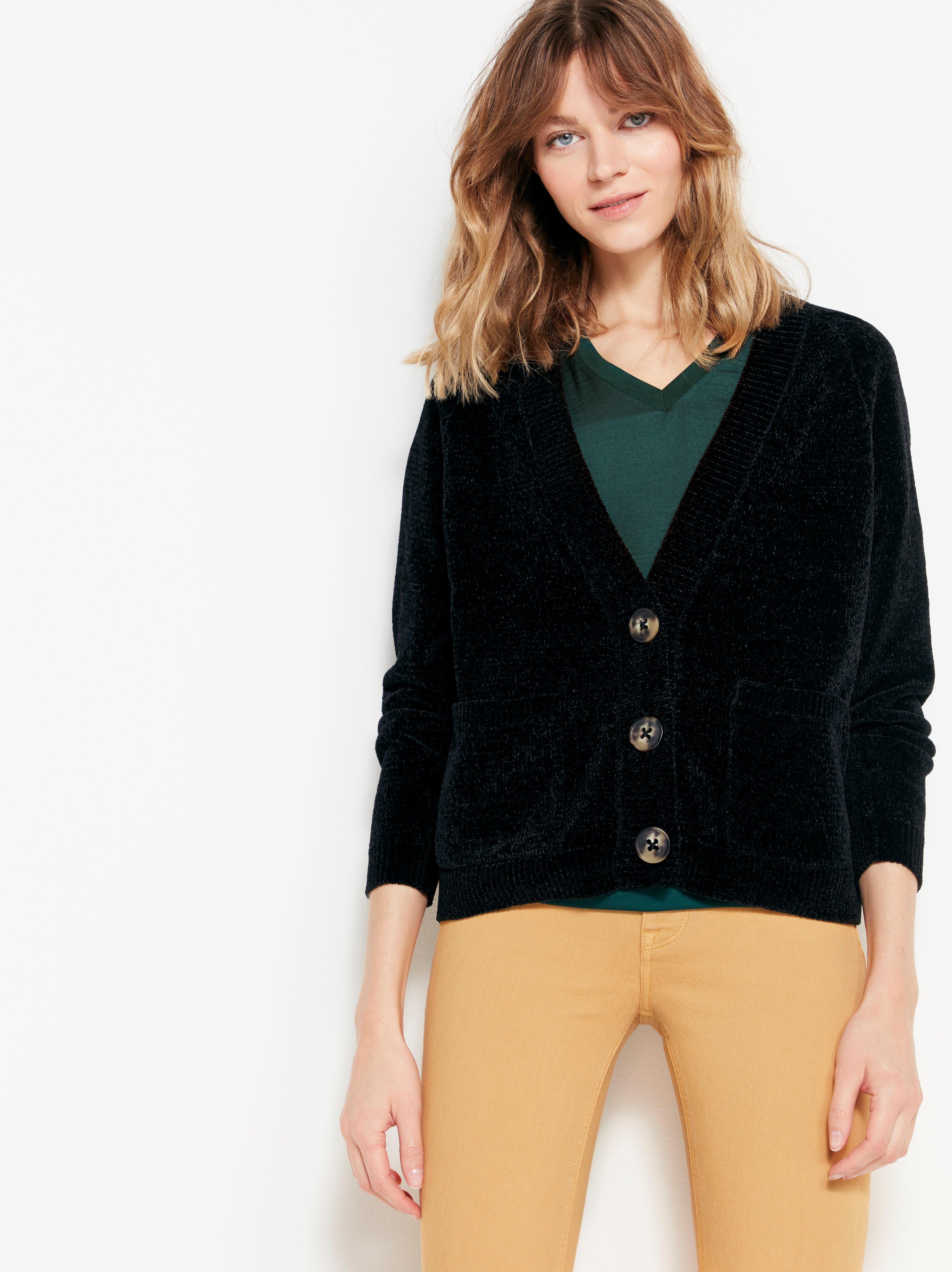 Chenille black cardigan best sale