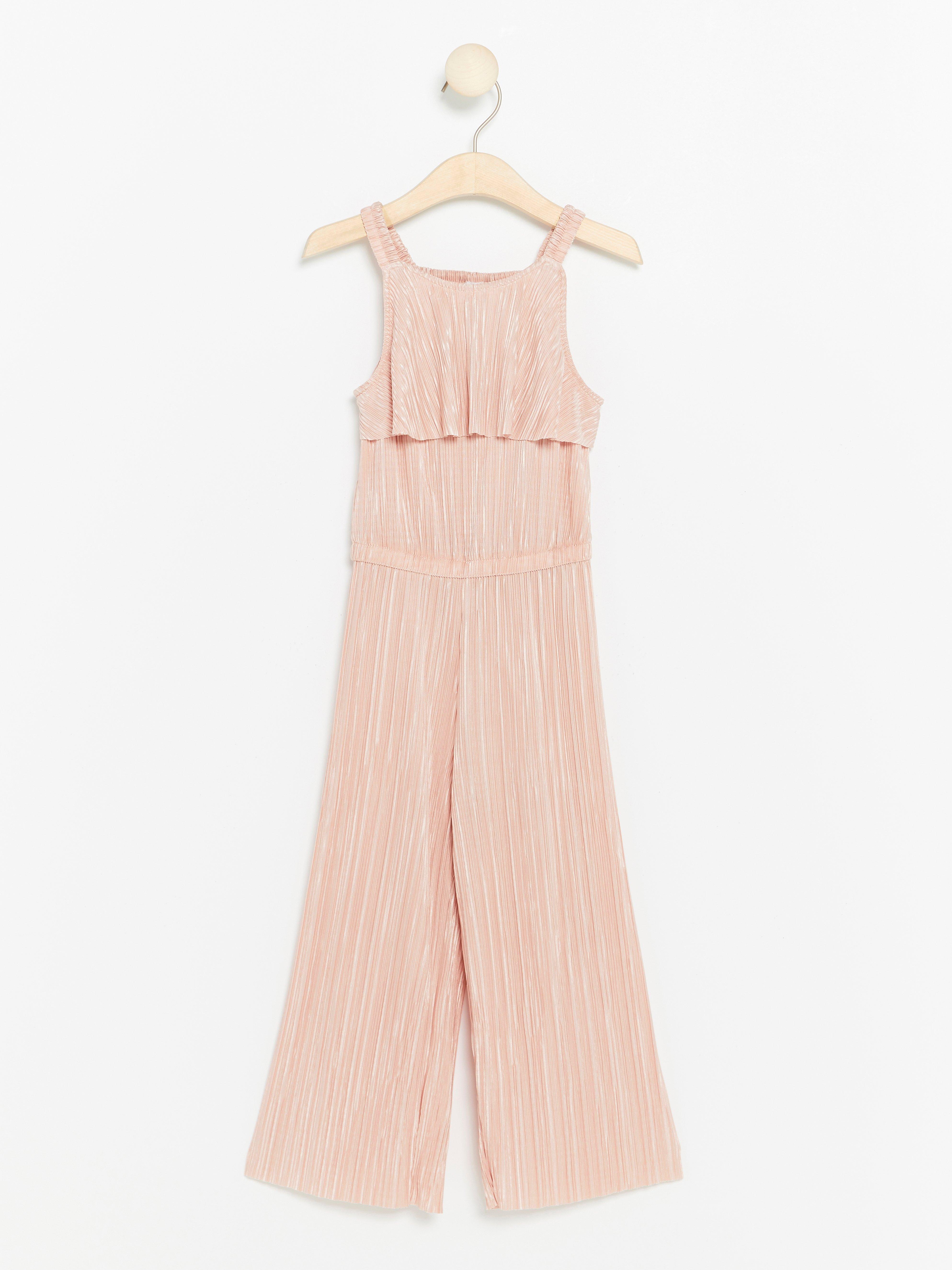 pink pleated jumpsuit