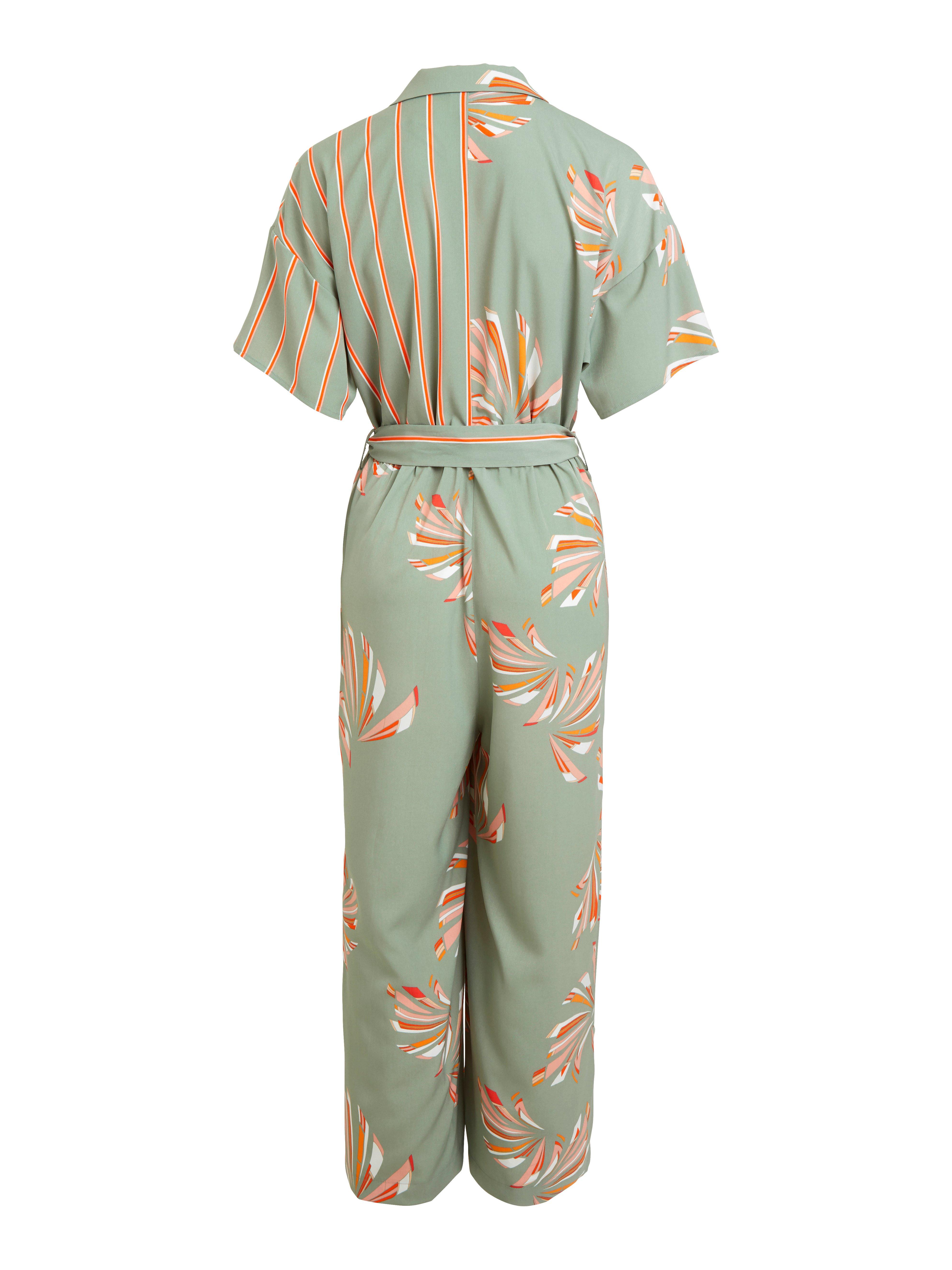 green patterned jumpsuit