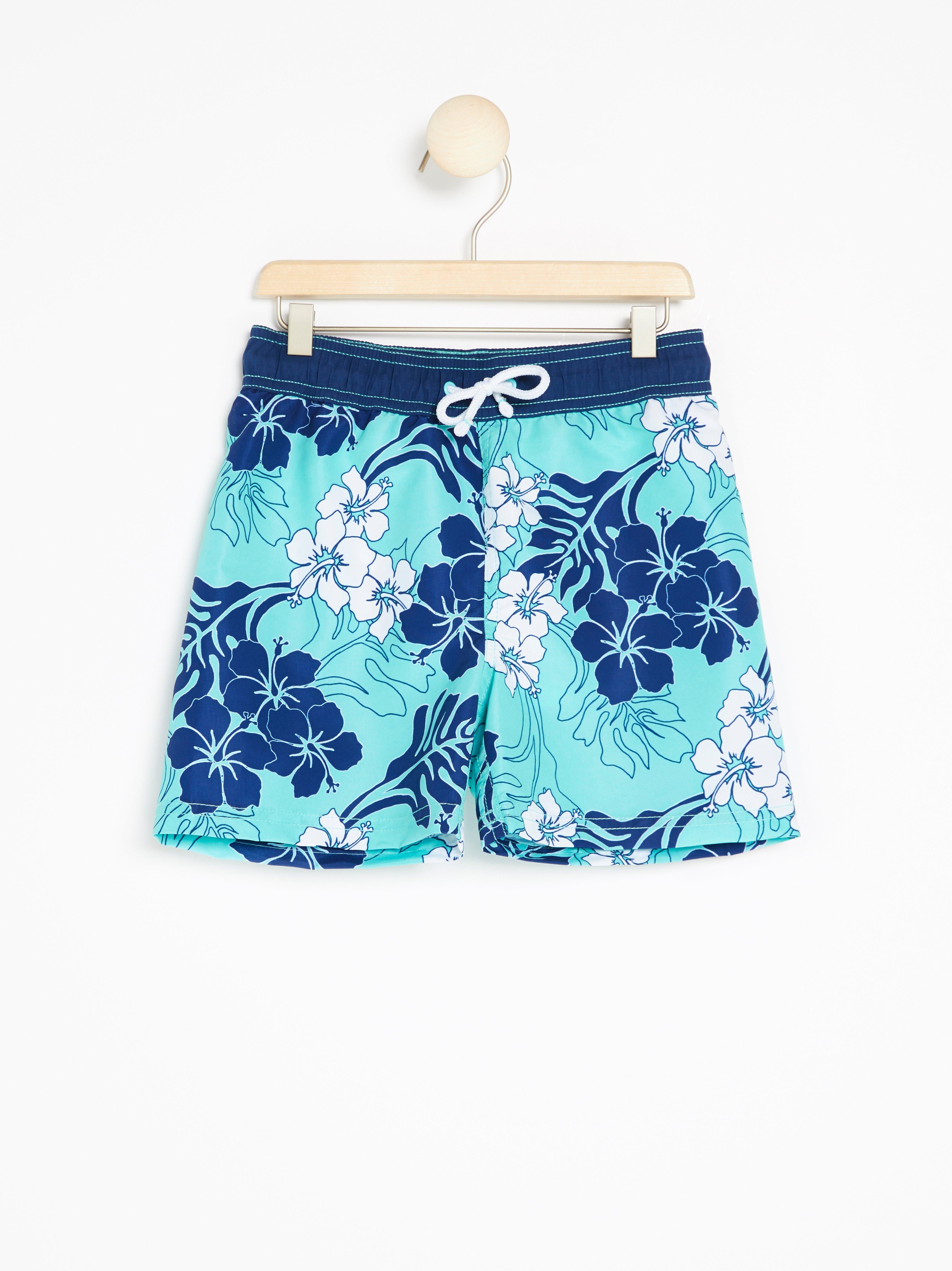 patterned swim shorts