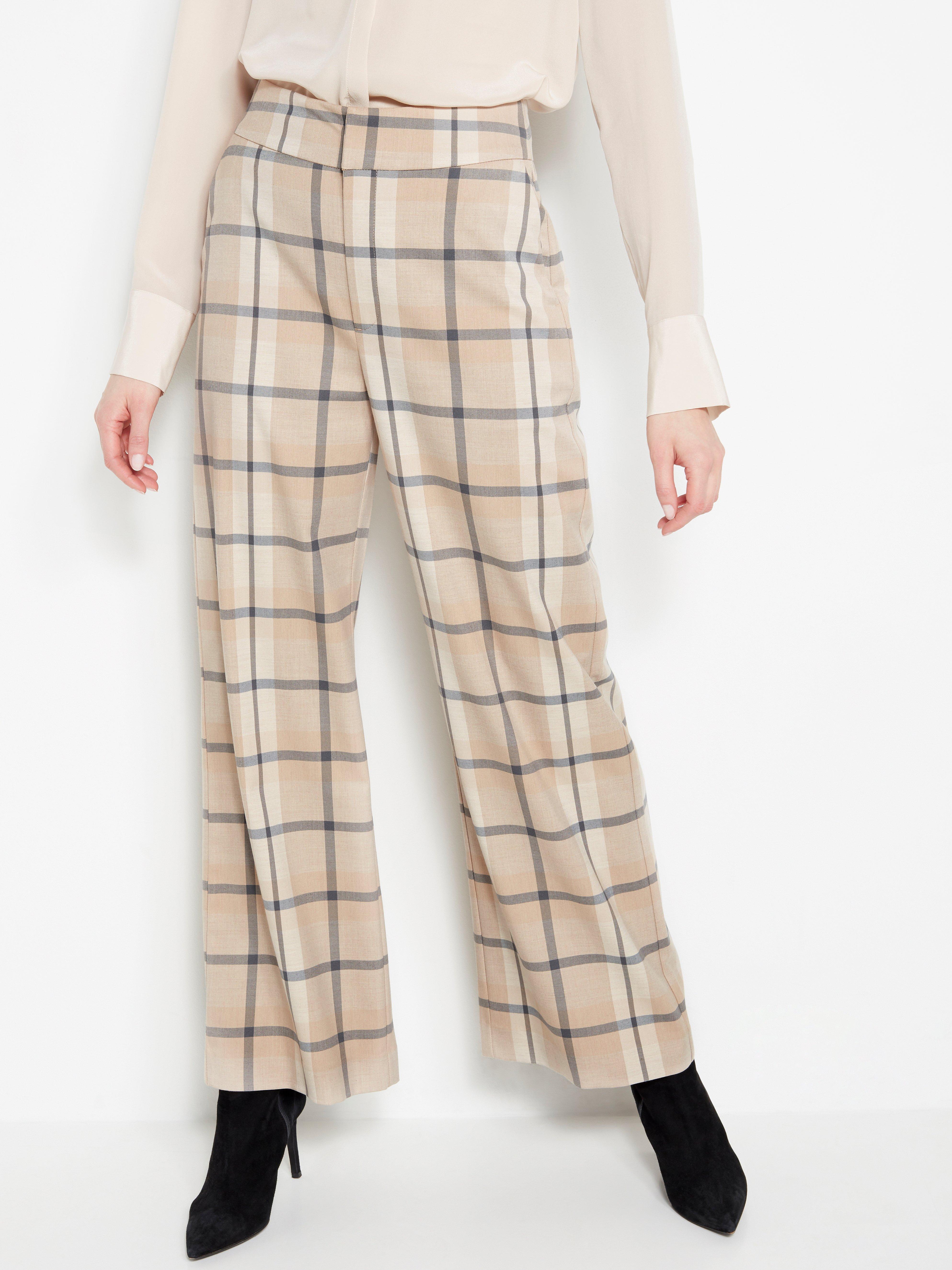 beige plaid trousers