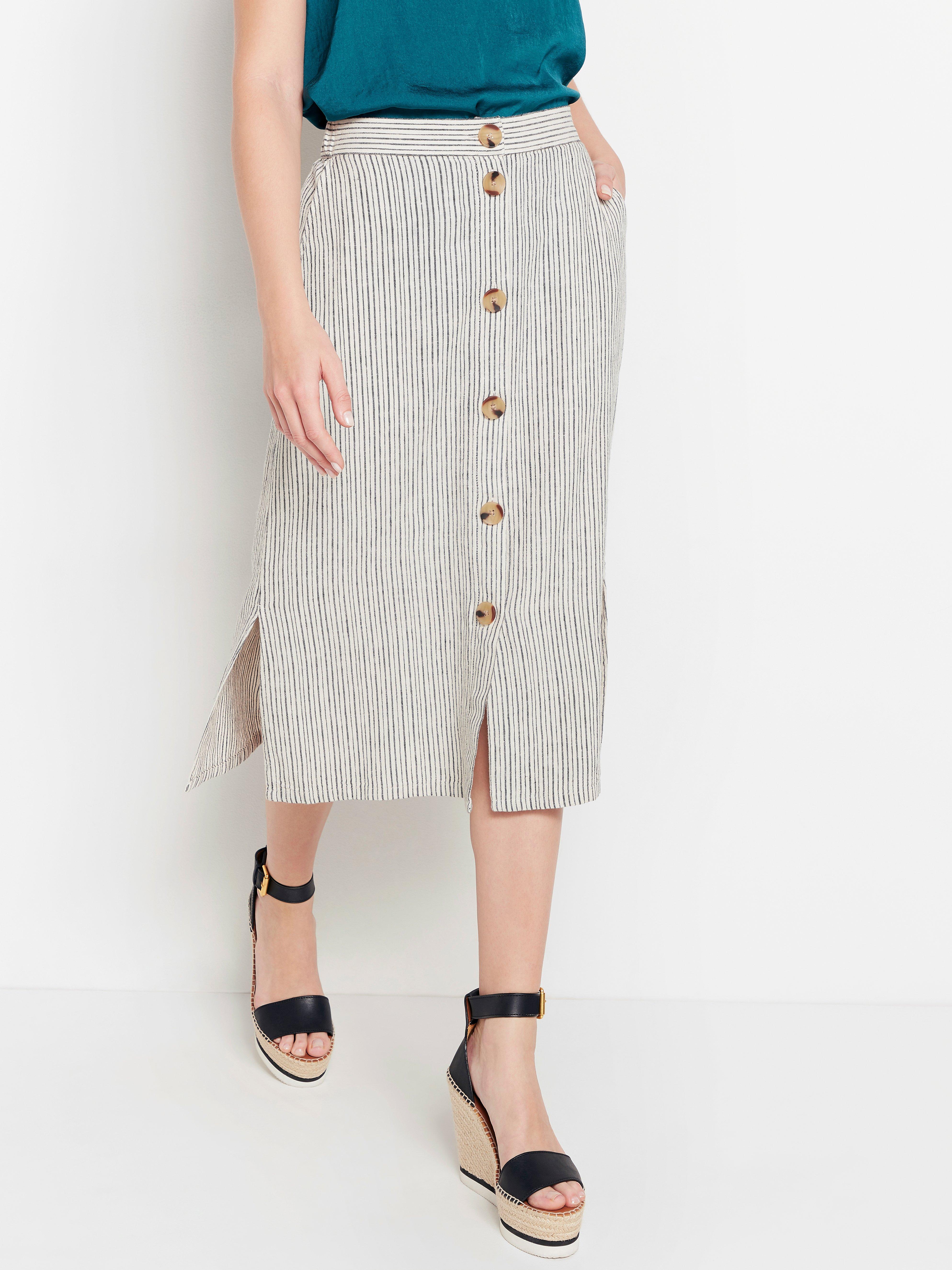 Striped linen shop skirt