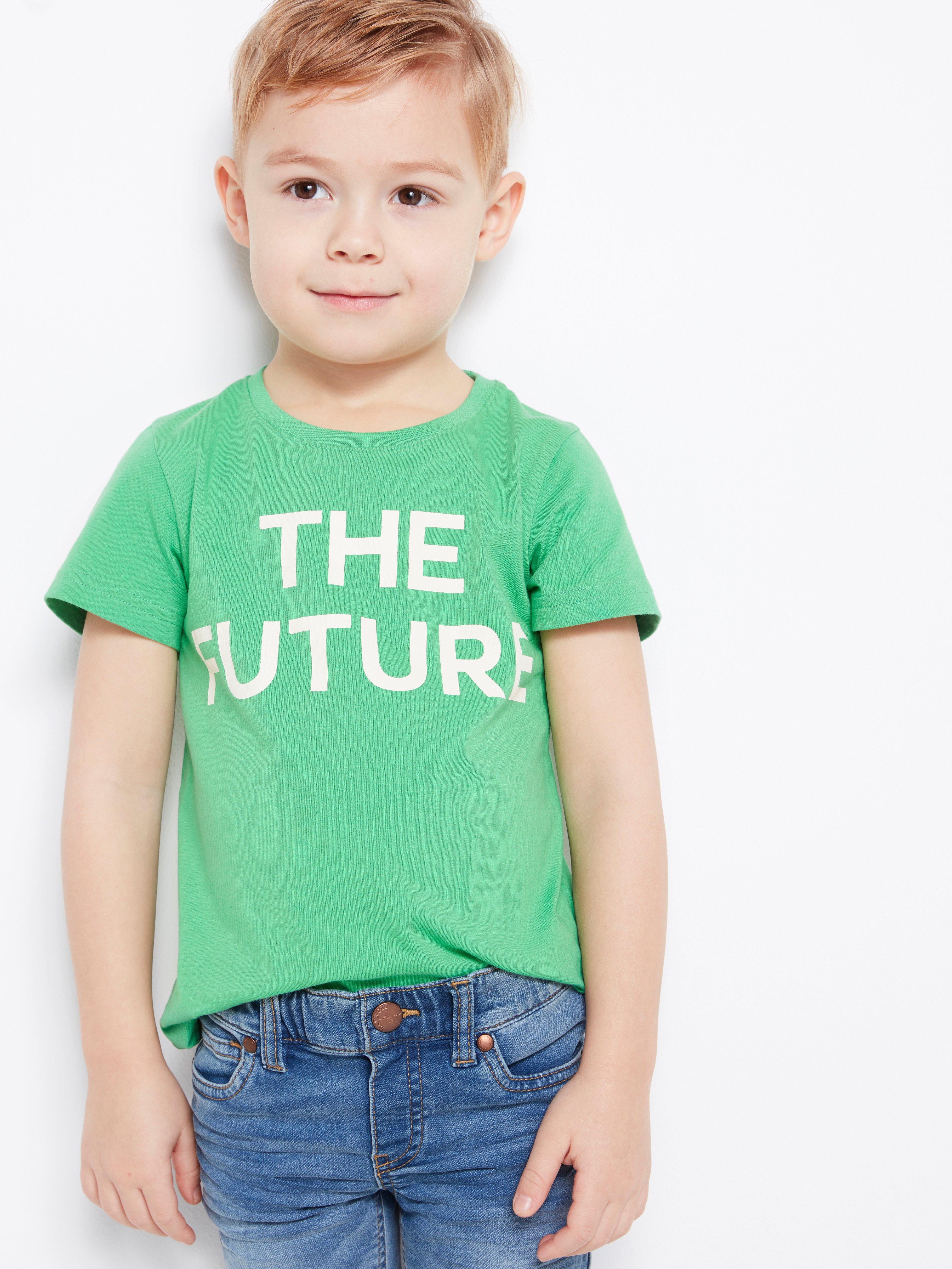 Green T-shirt with Text Print | Lindex Lithuania