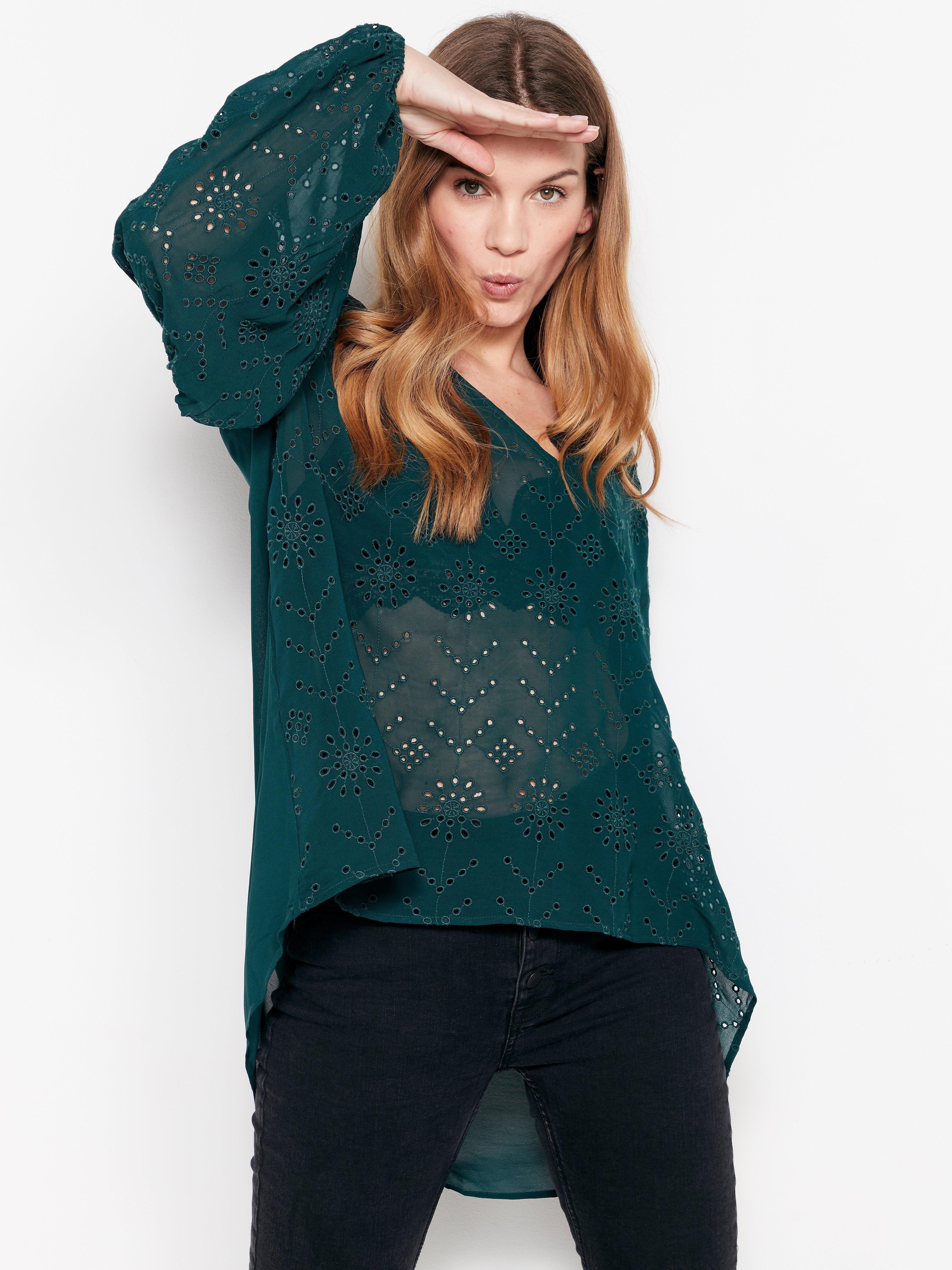 dark green chiffon blouse