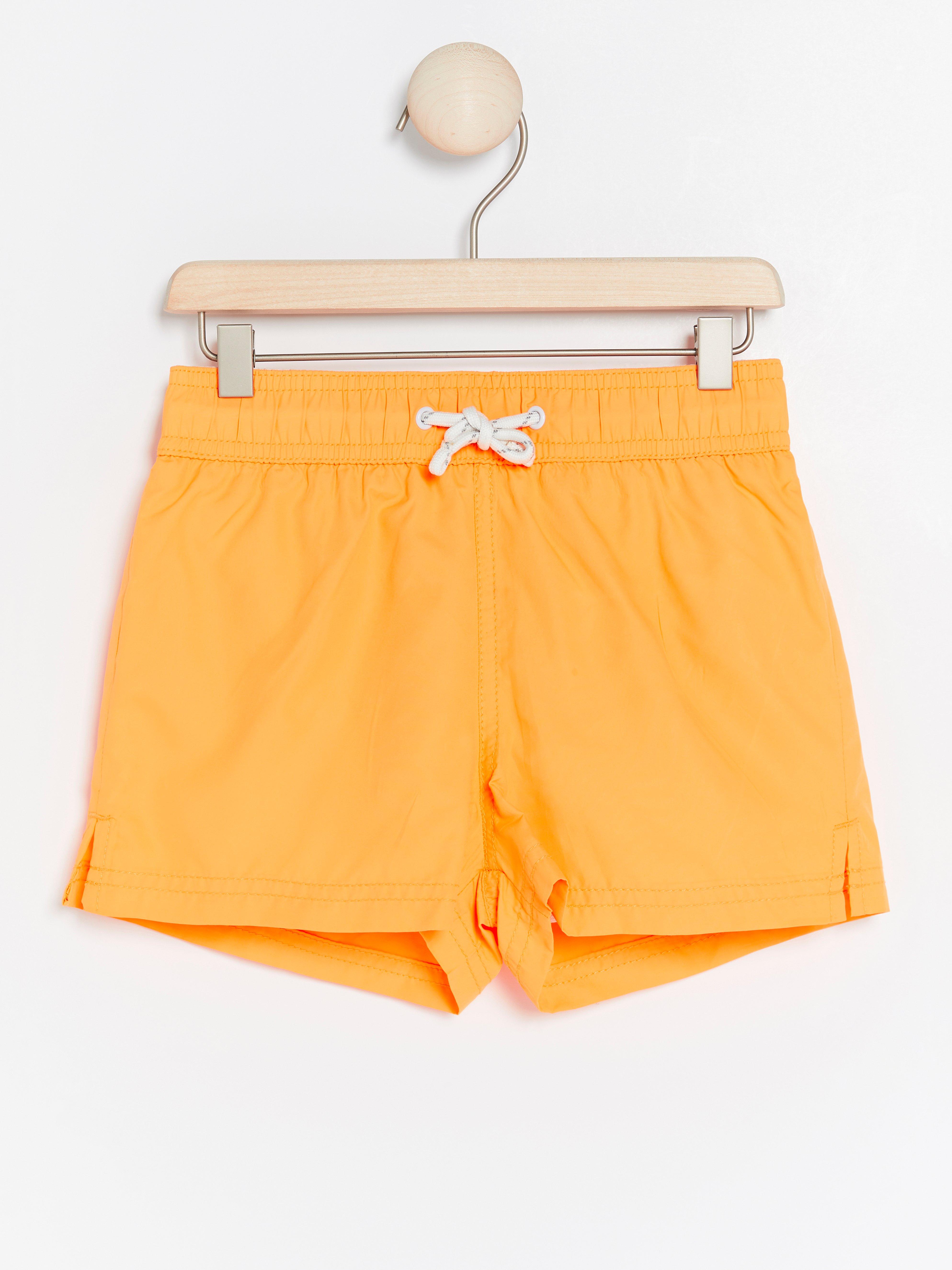 neon orange swim shorts