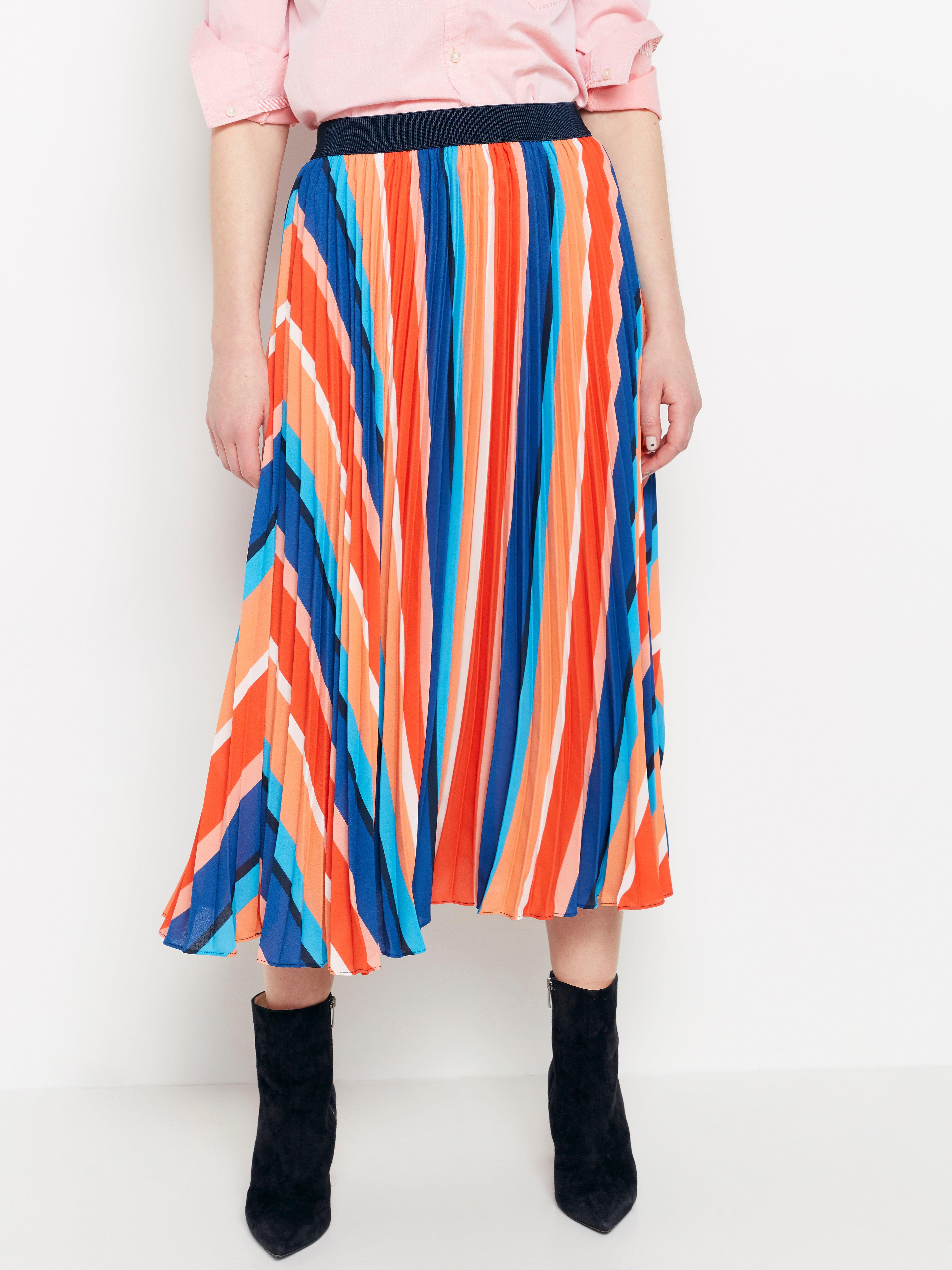 Pleated Striped Skirt