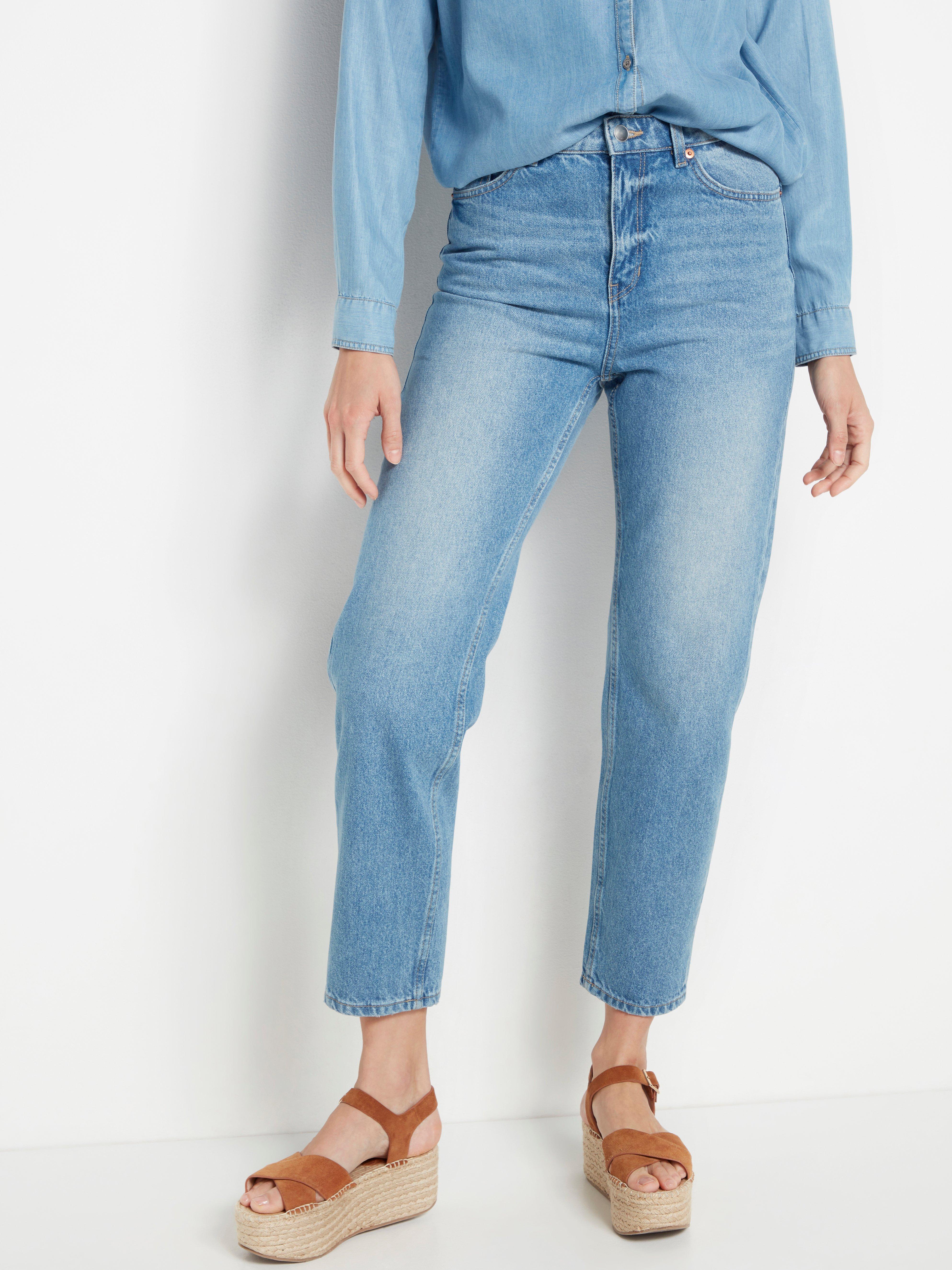 straight cropped high waist jeans