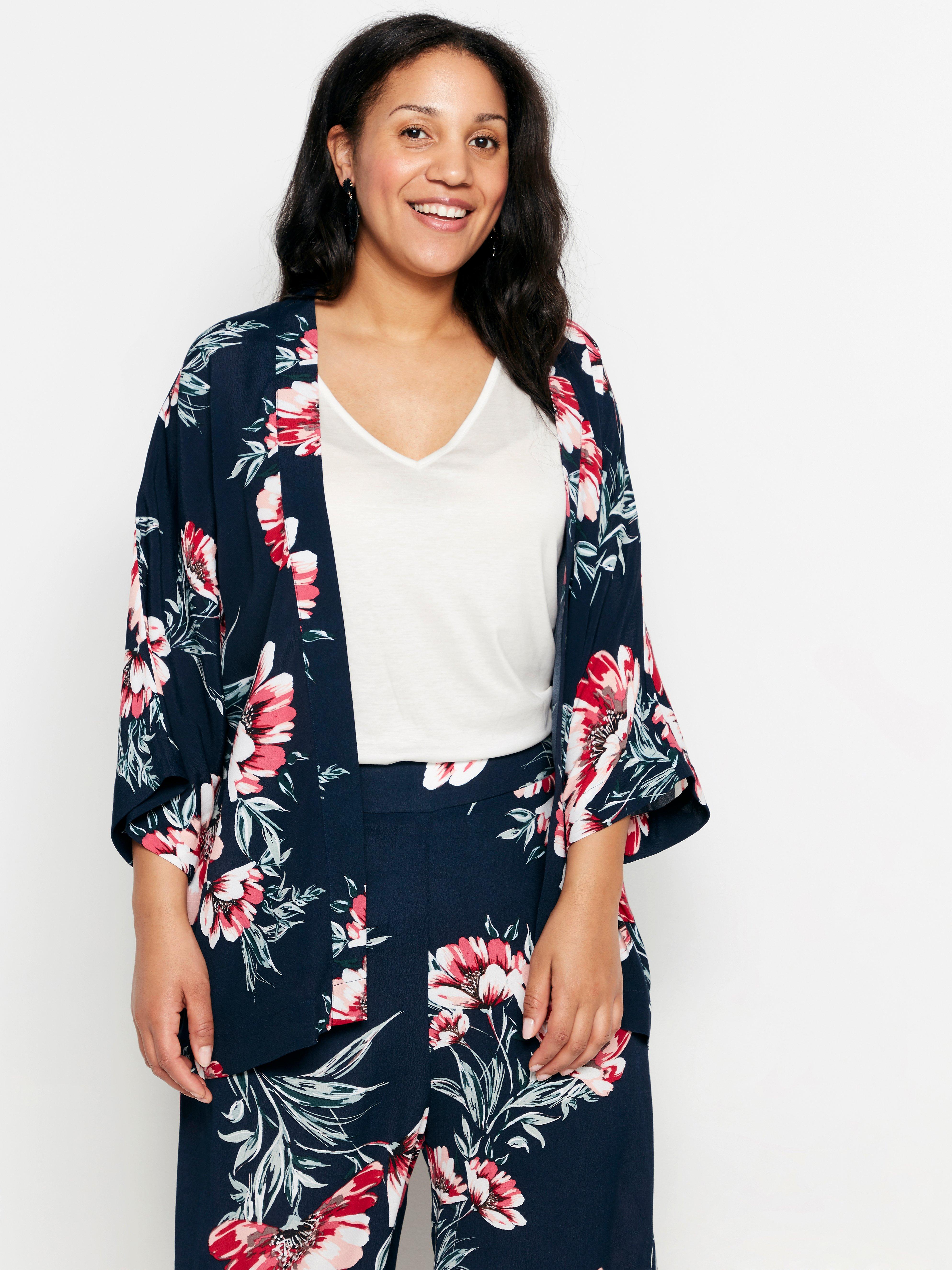 Navy Blue Floral Kimono Lindex Europe