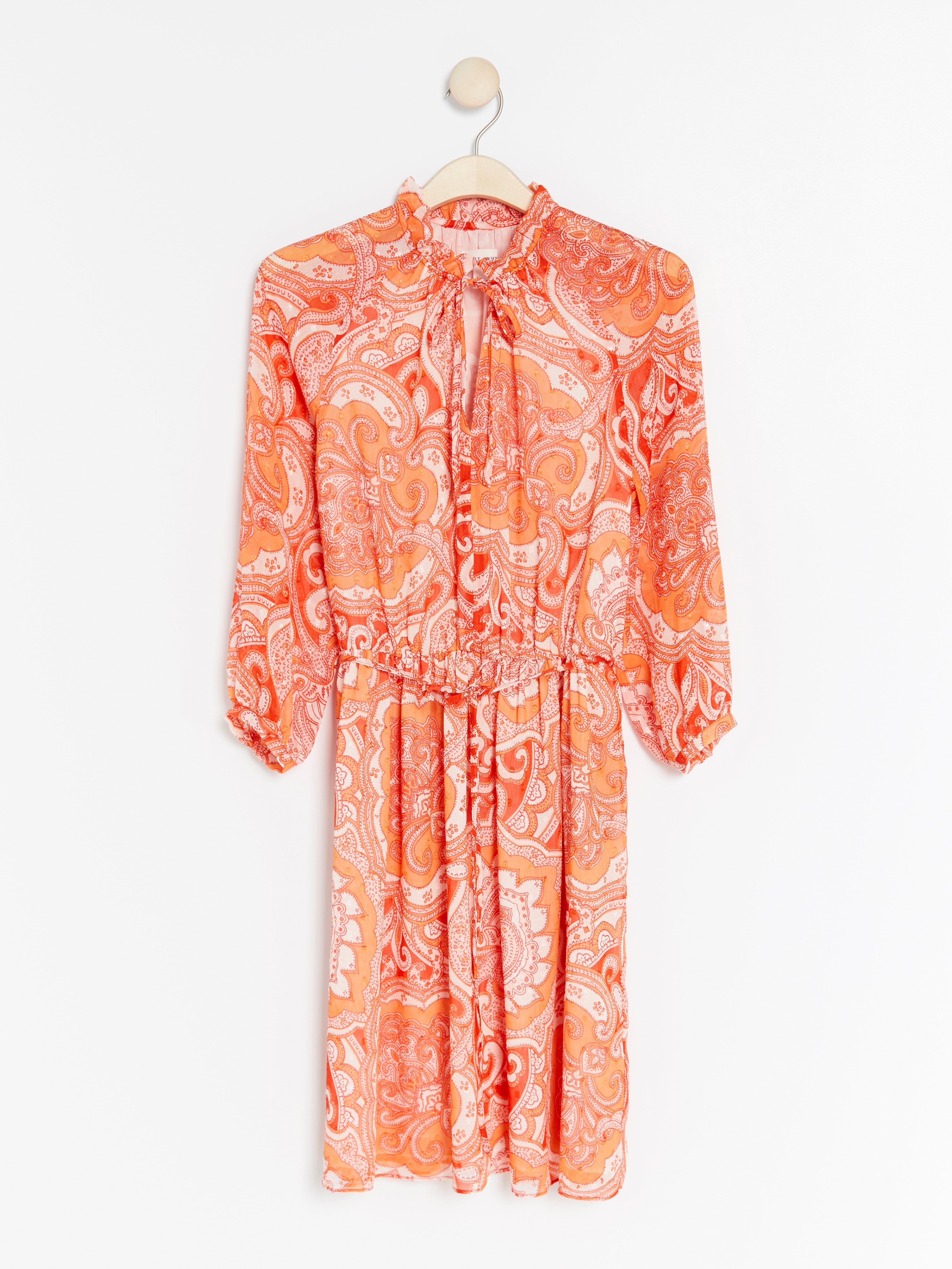 orange paisley dress