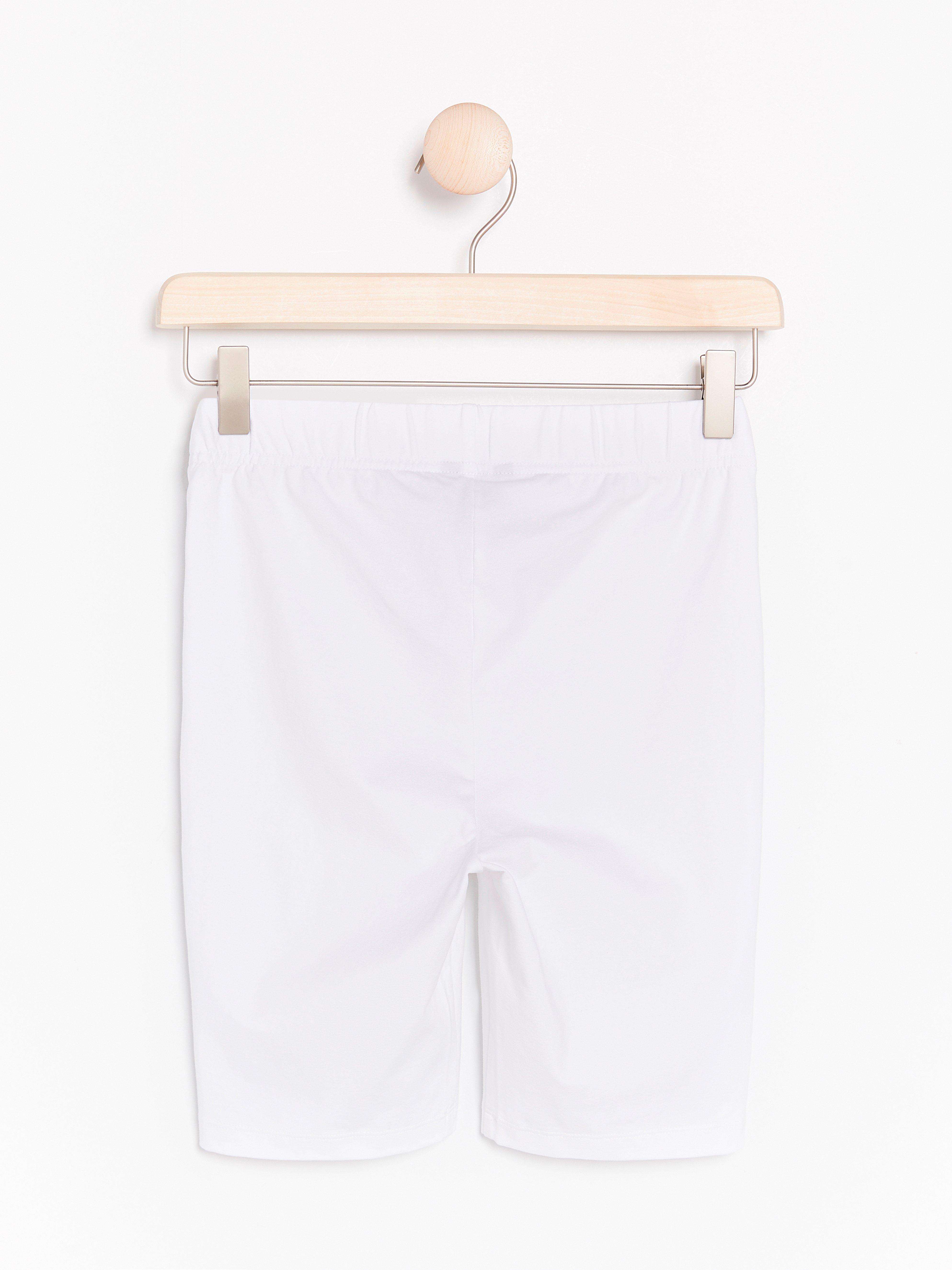white cotton biker shorts