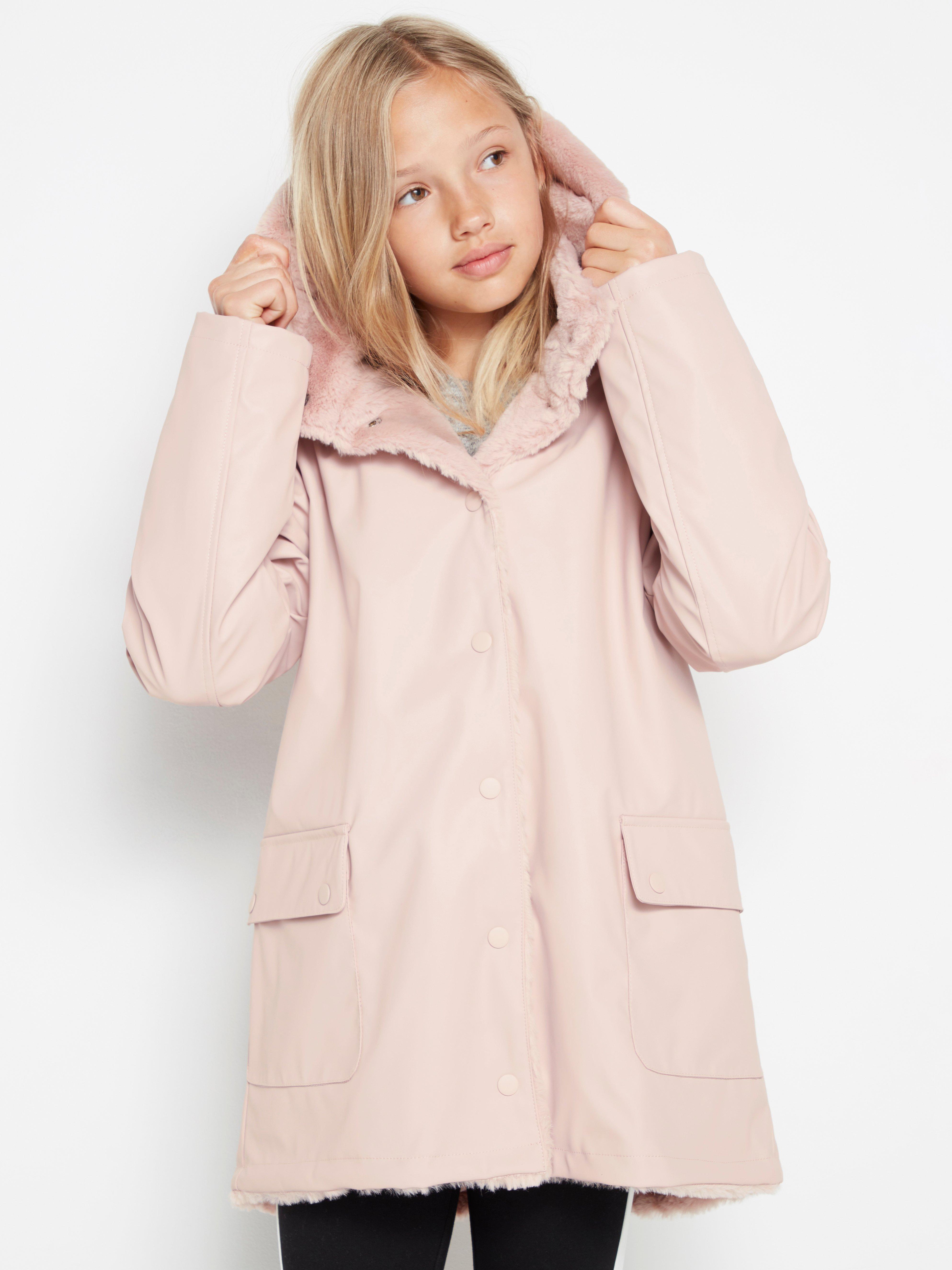 Rain jacket with fur inside best sale