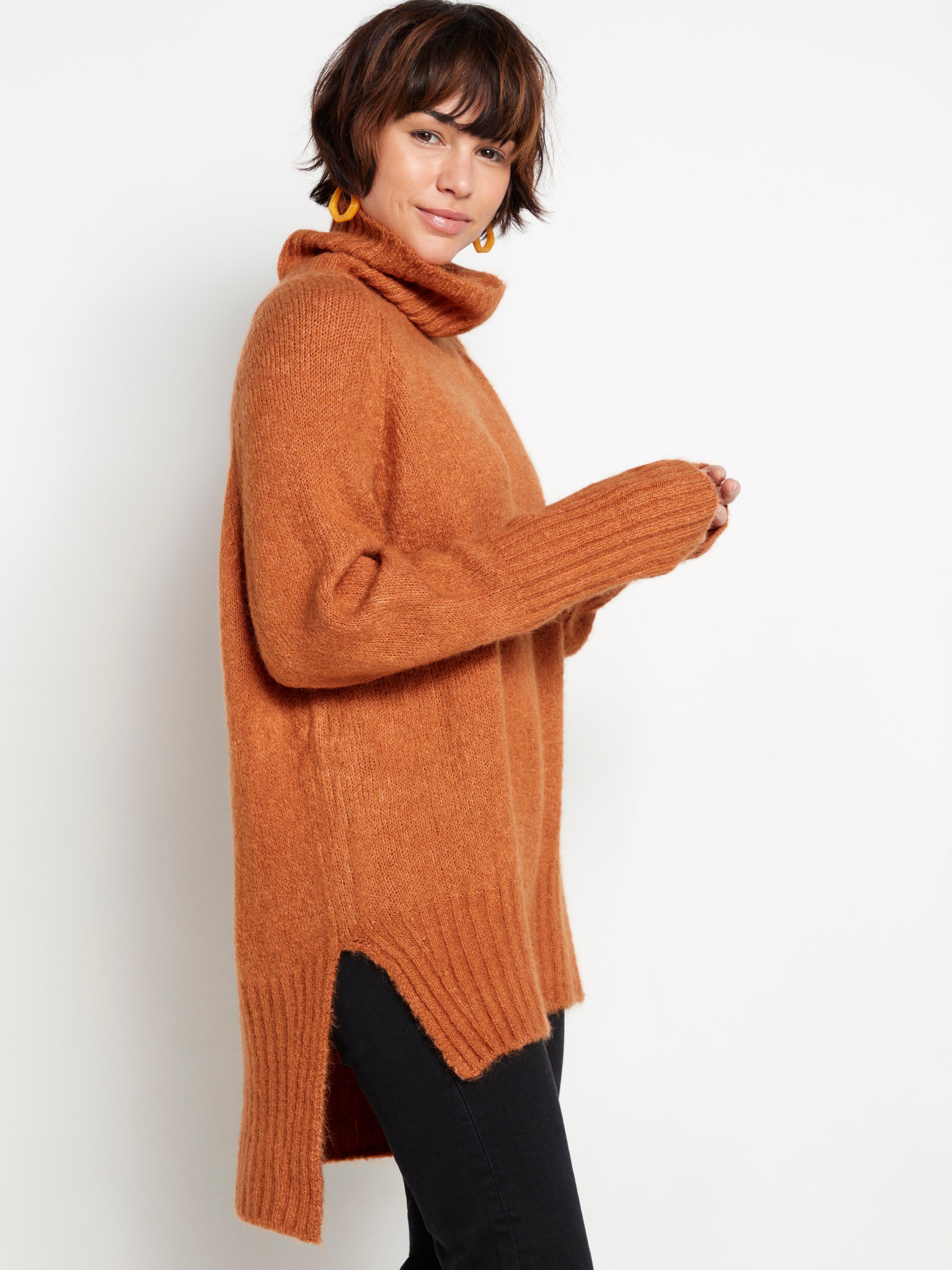 Orange Knitted Roll Neck Jumper