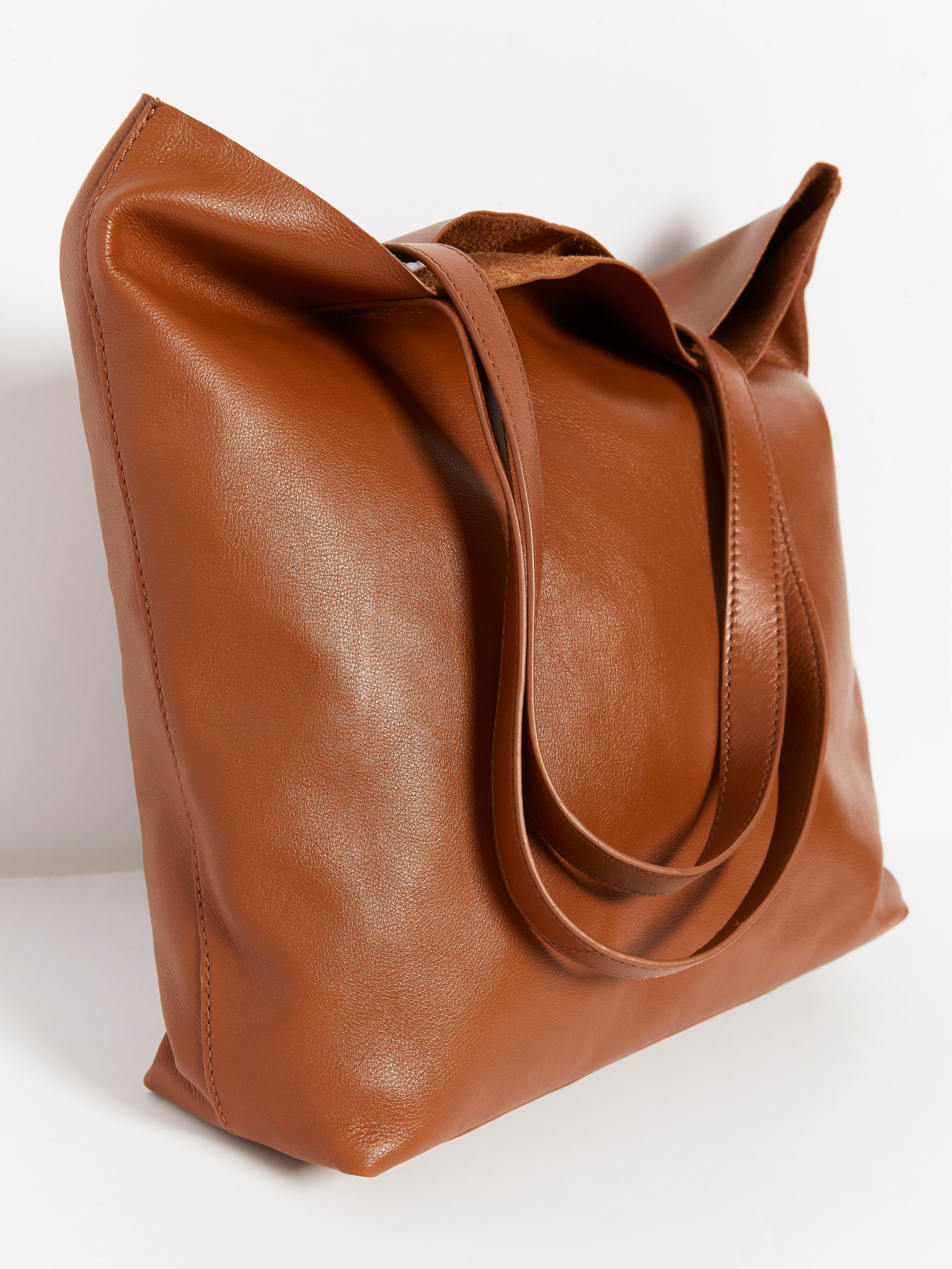 Brown leather shopper hotsell