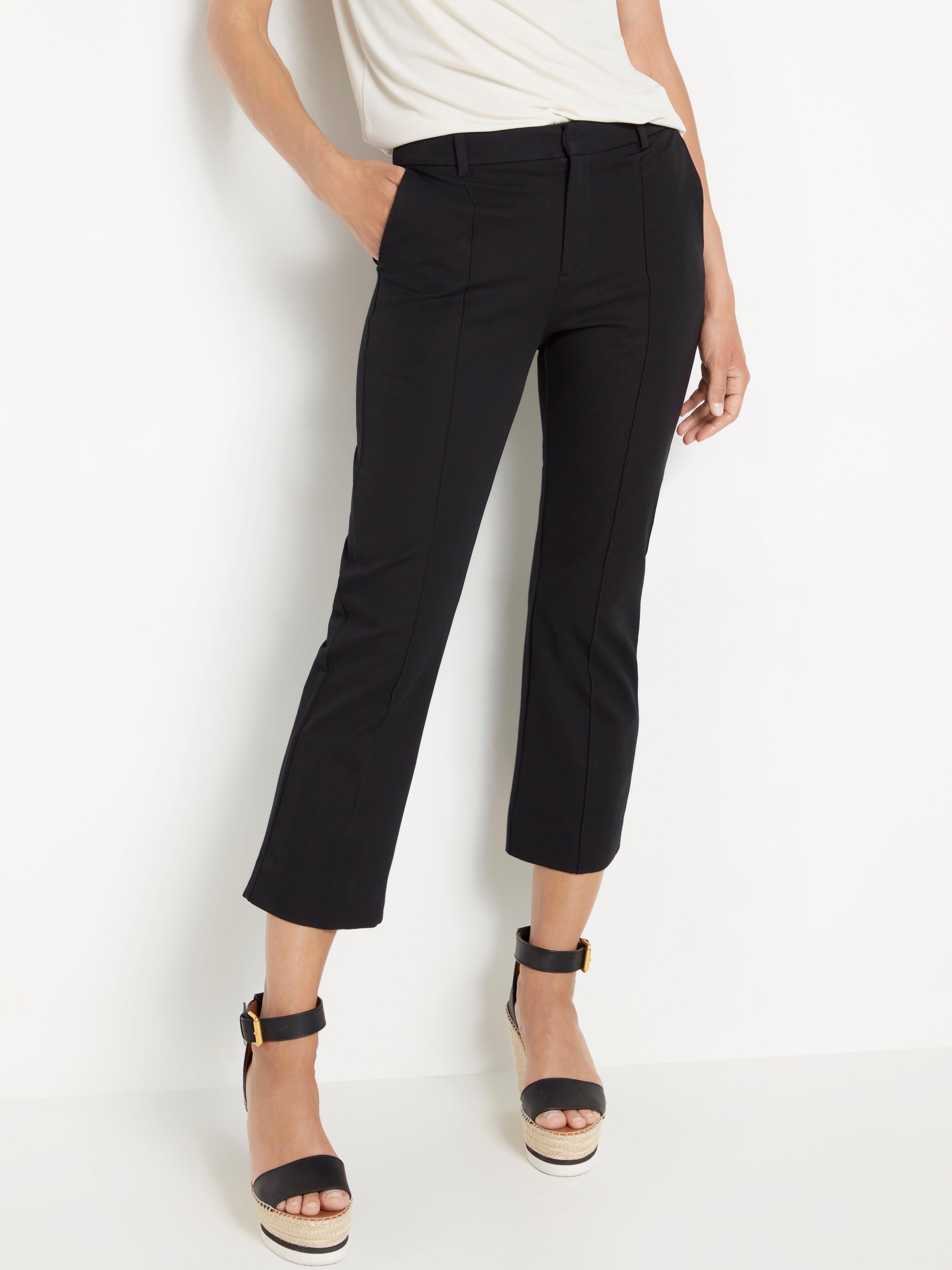 Black Cropped Kick Flare Trousers