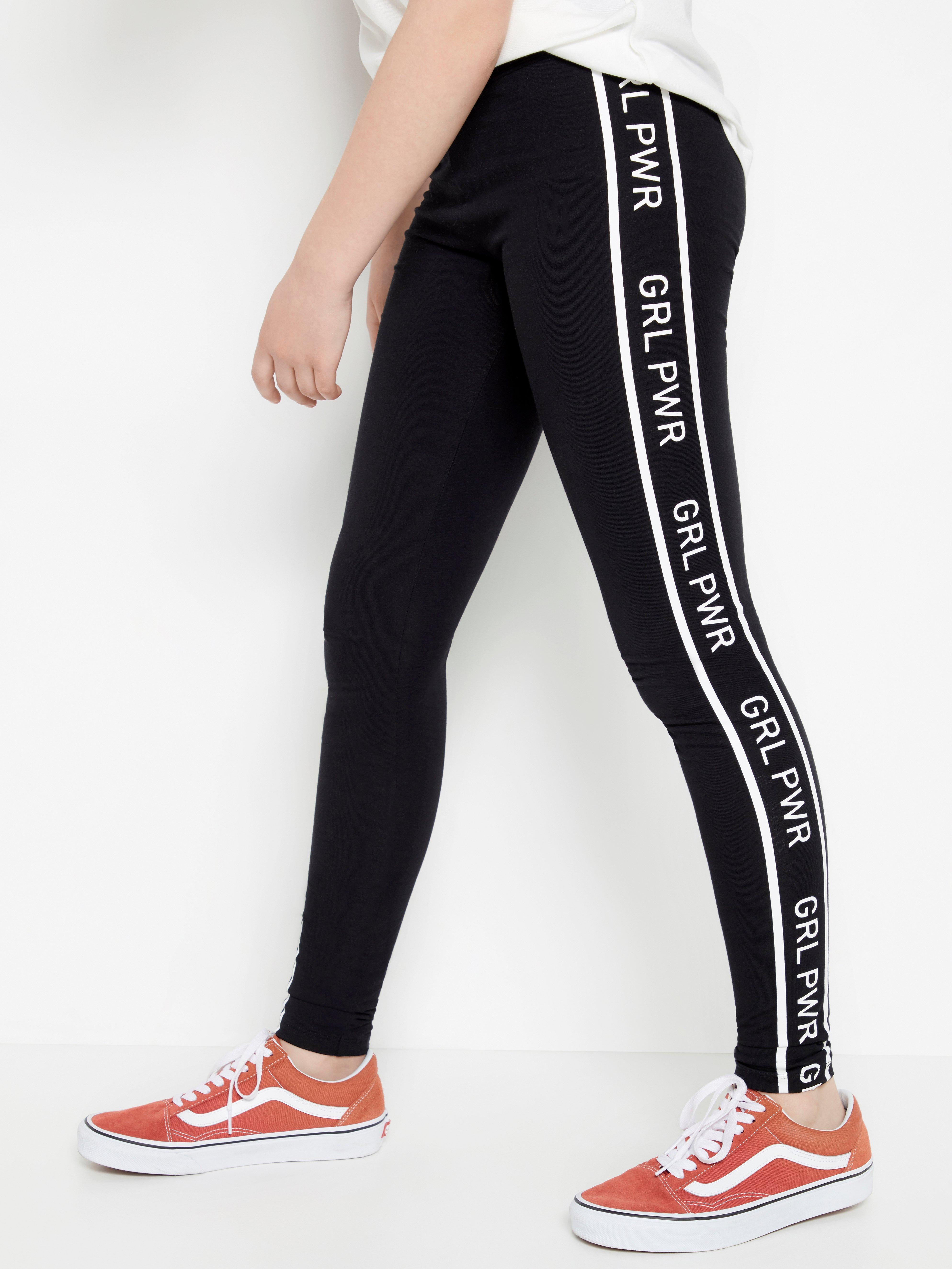 Black leggings with GRL PWR side stripes Lindex Estonia