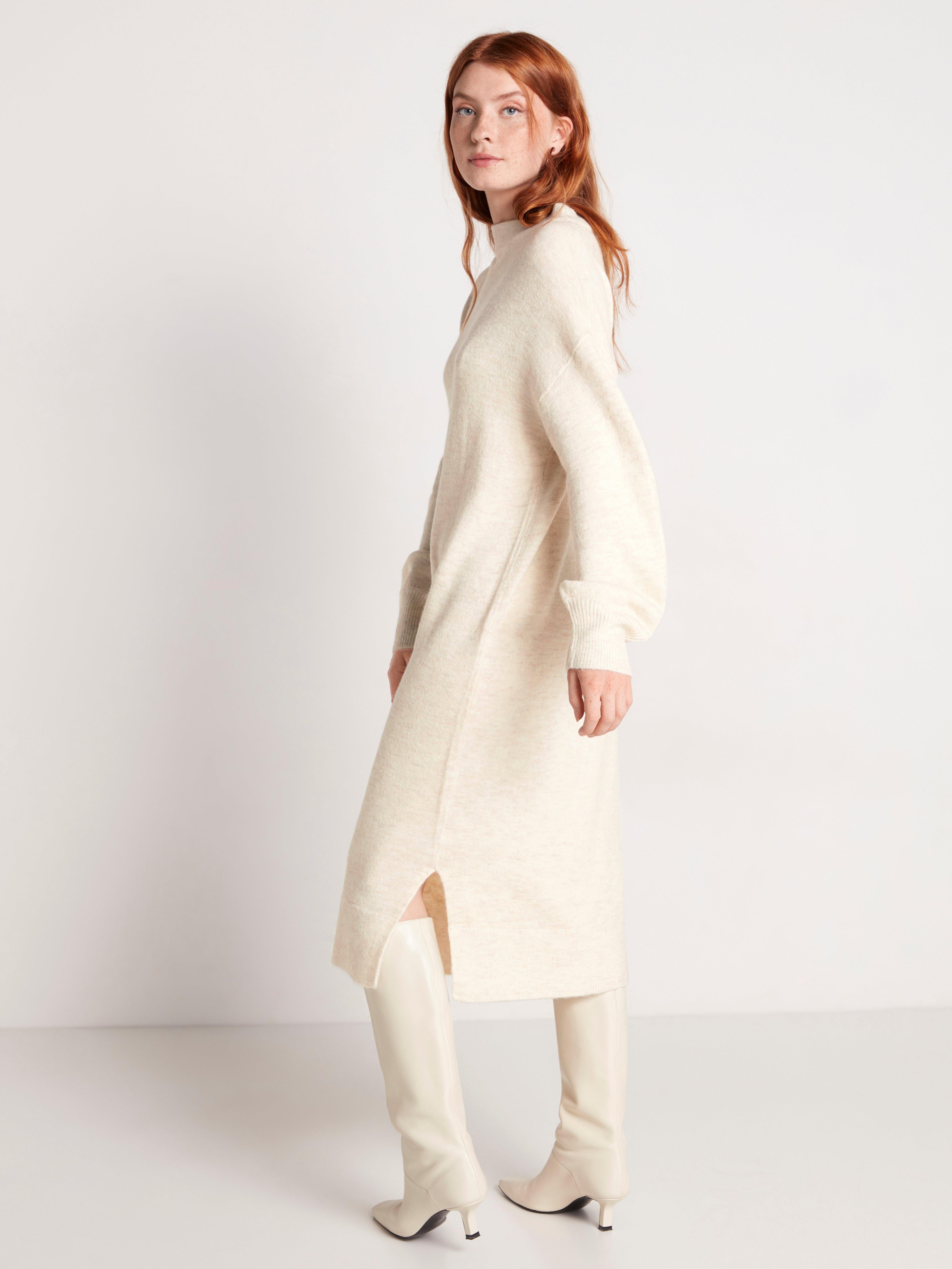 Knitted dress with wide mock neck Lindex Poland