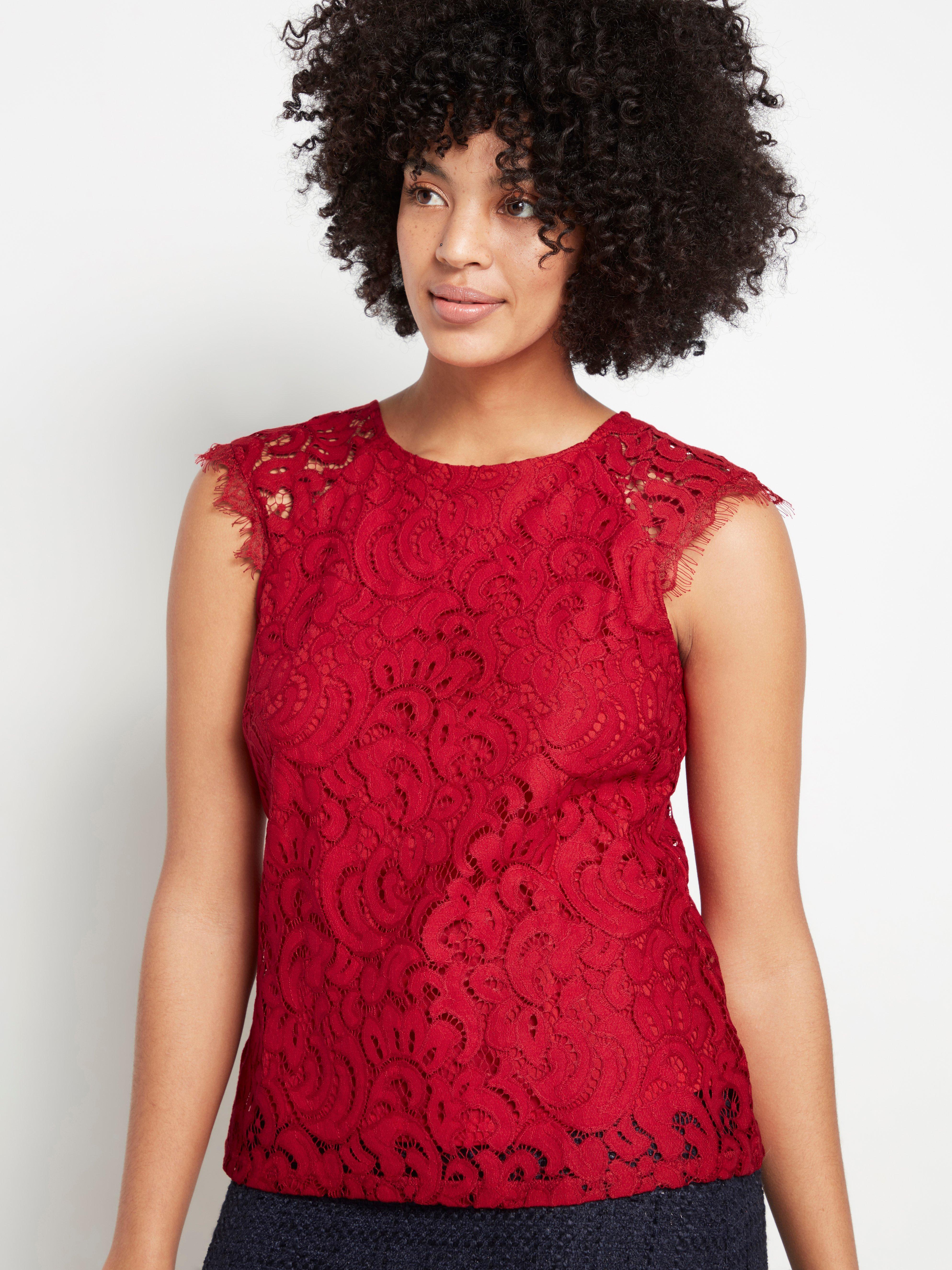 zara red lace top