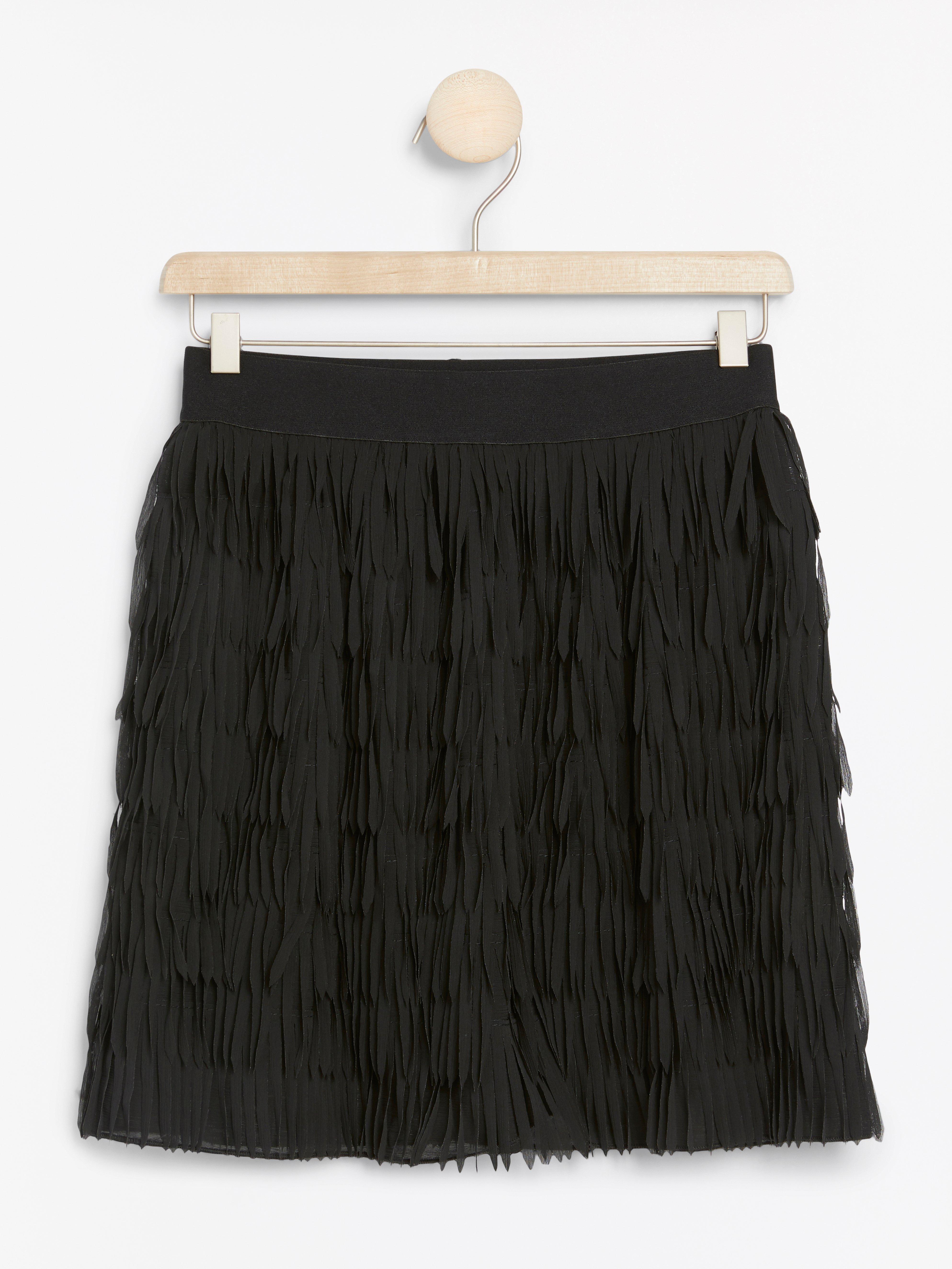 black fringe skirt