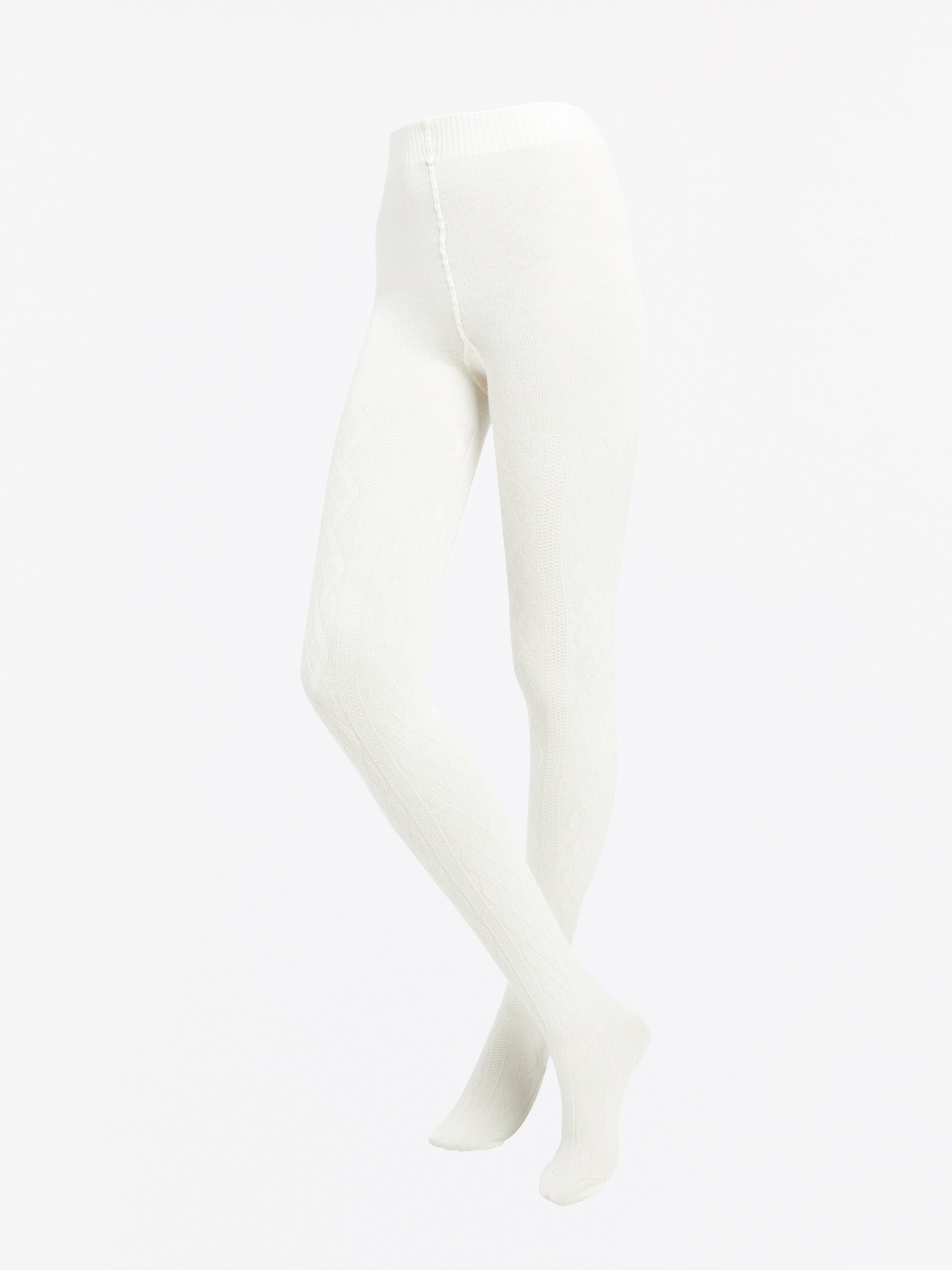 white cable knit leggings