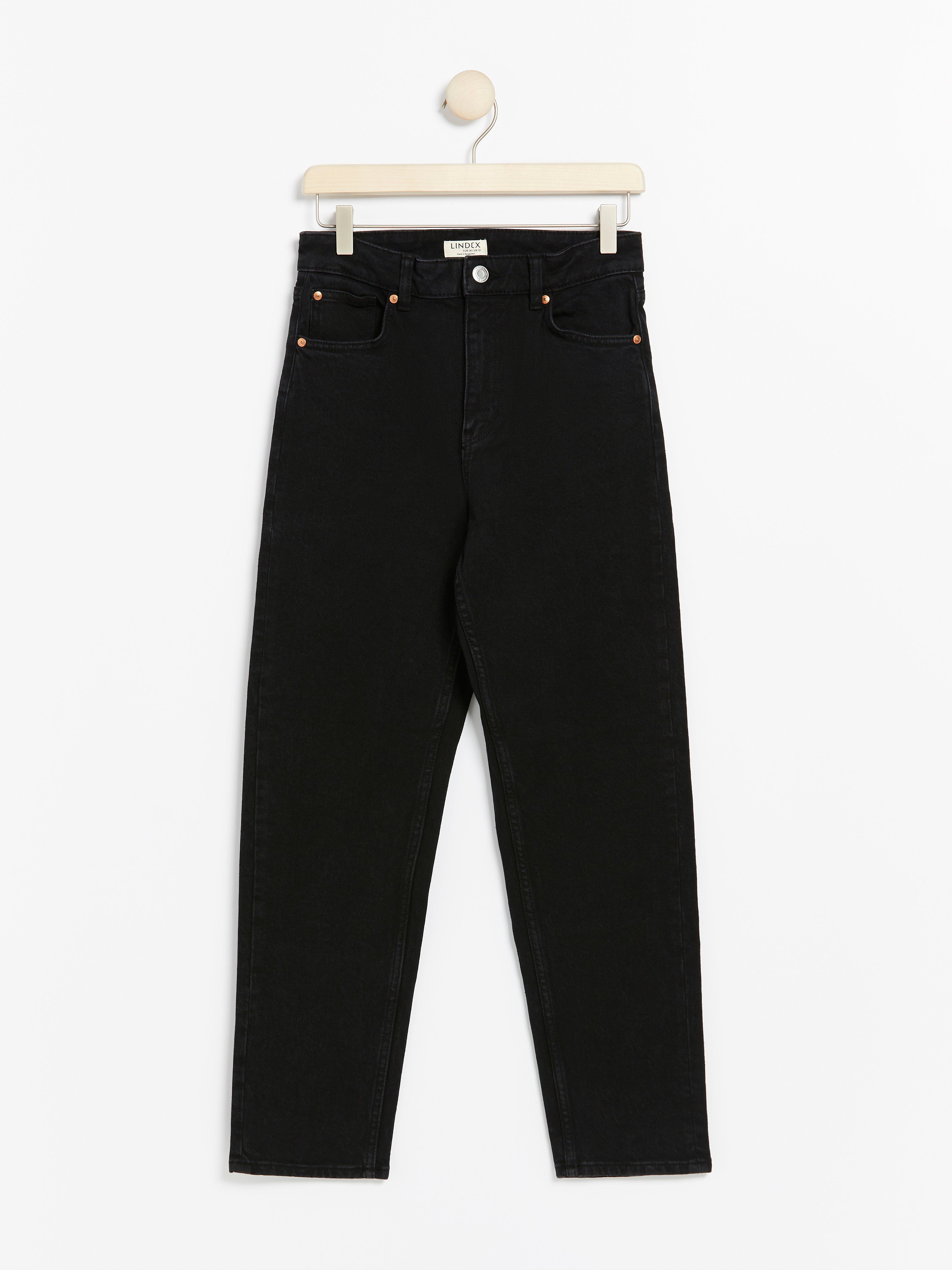 black cropped high waisted jeans