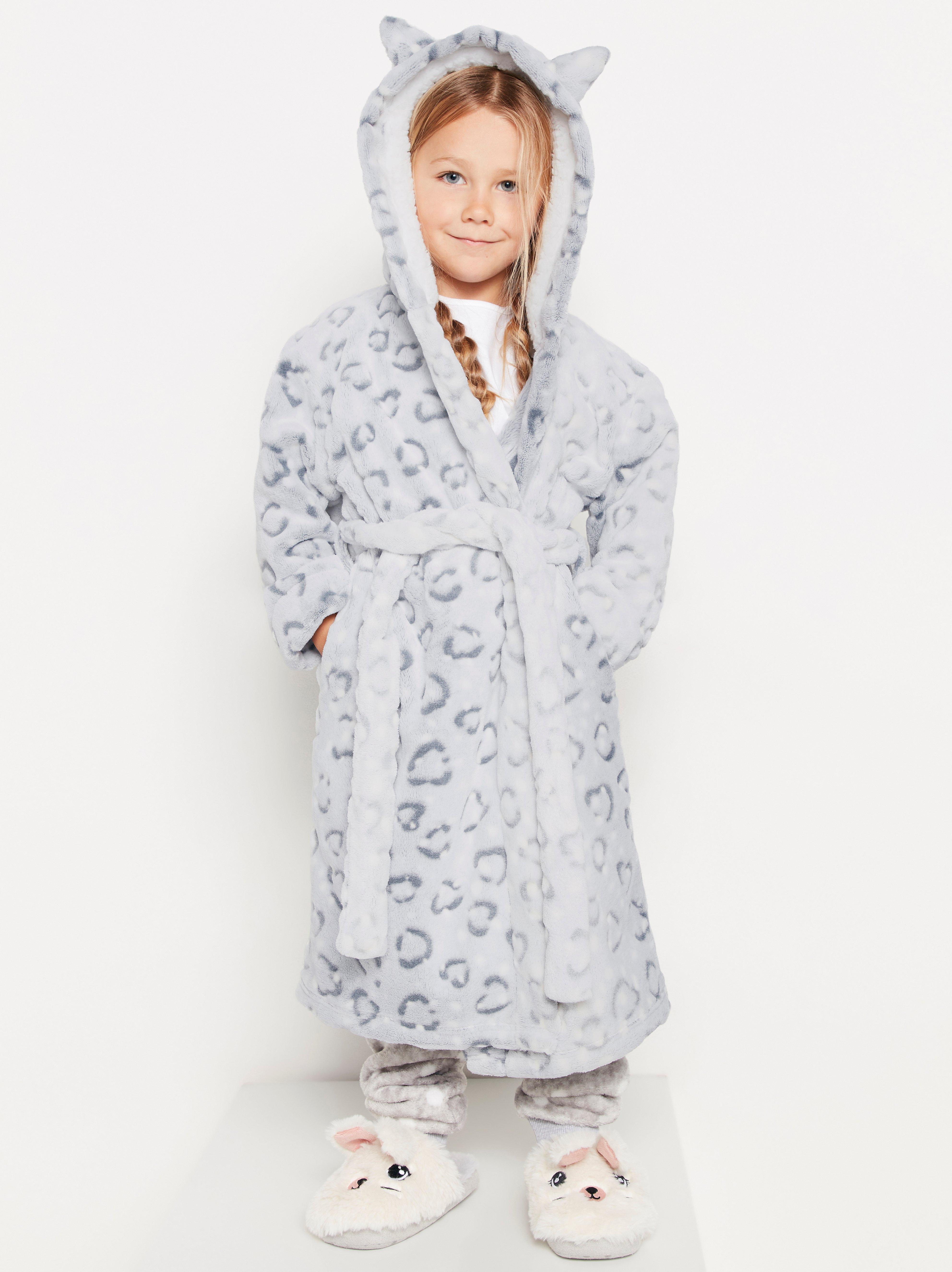 Fleece bathrobe Snow leopard
