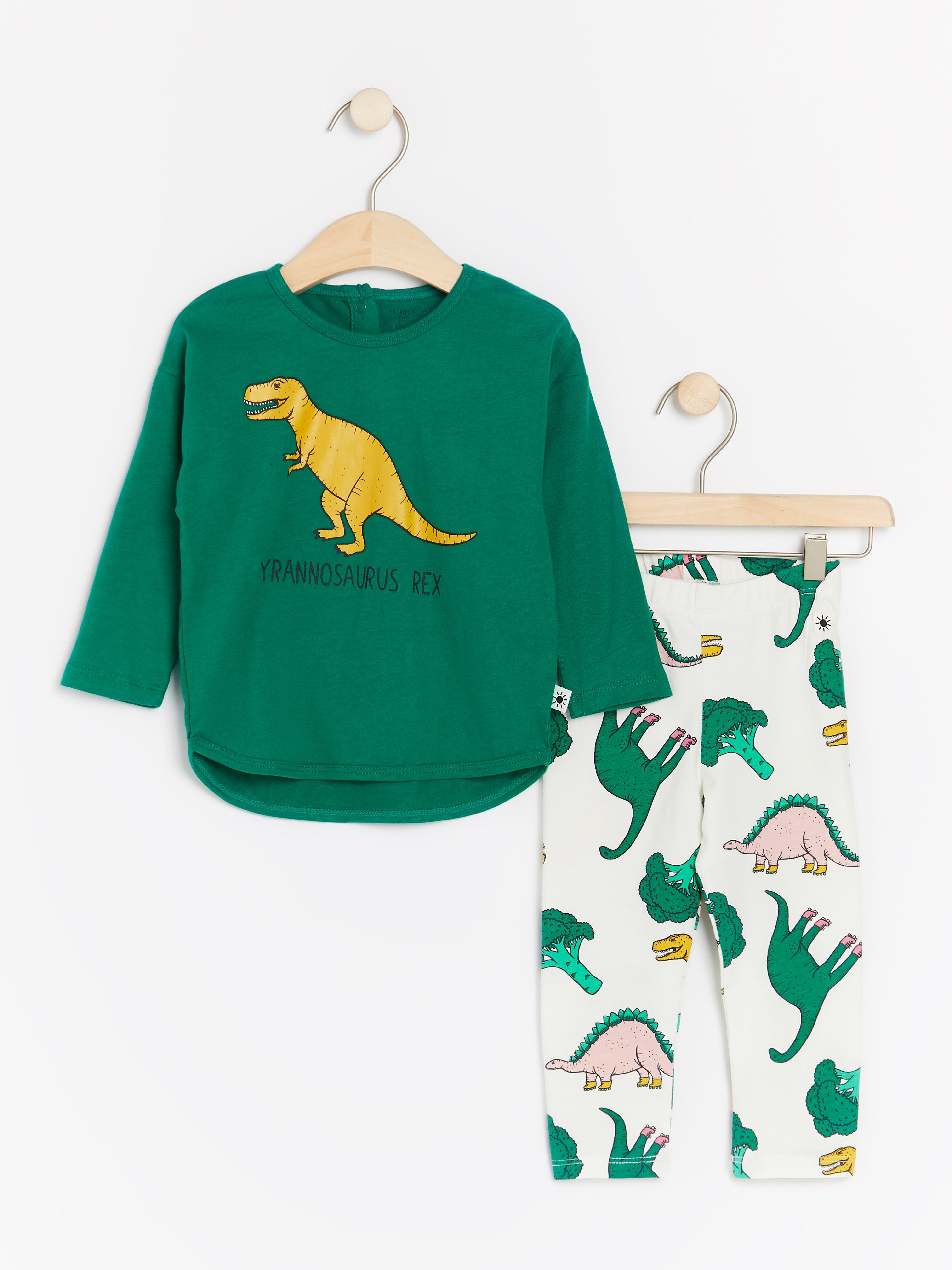 Set with top and leggings with dinosaur print