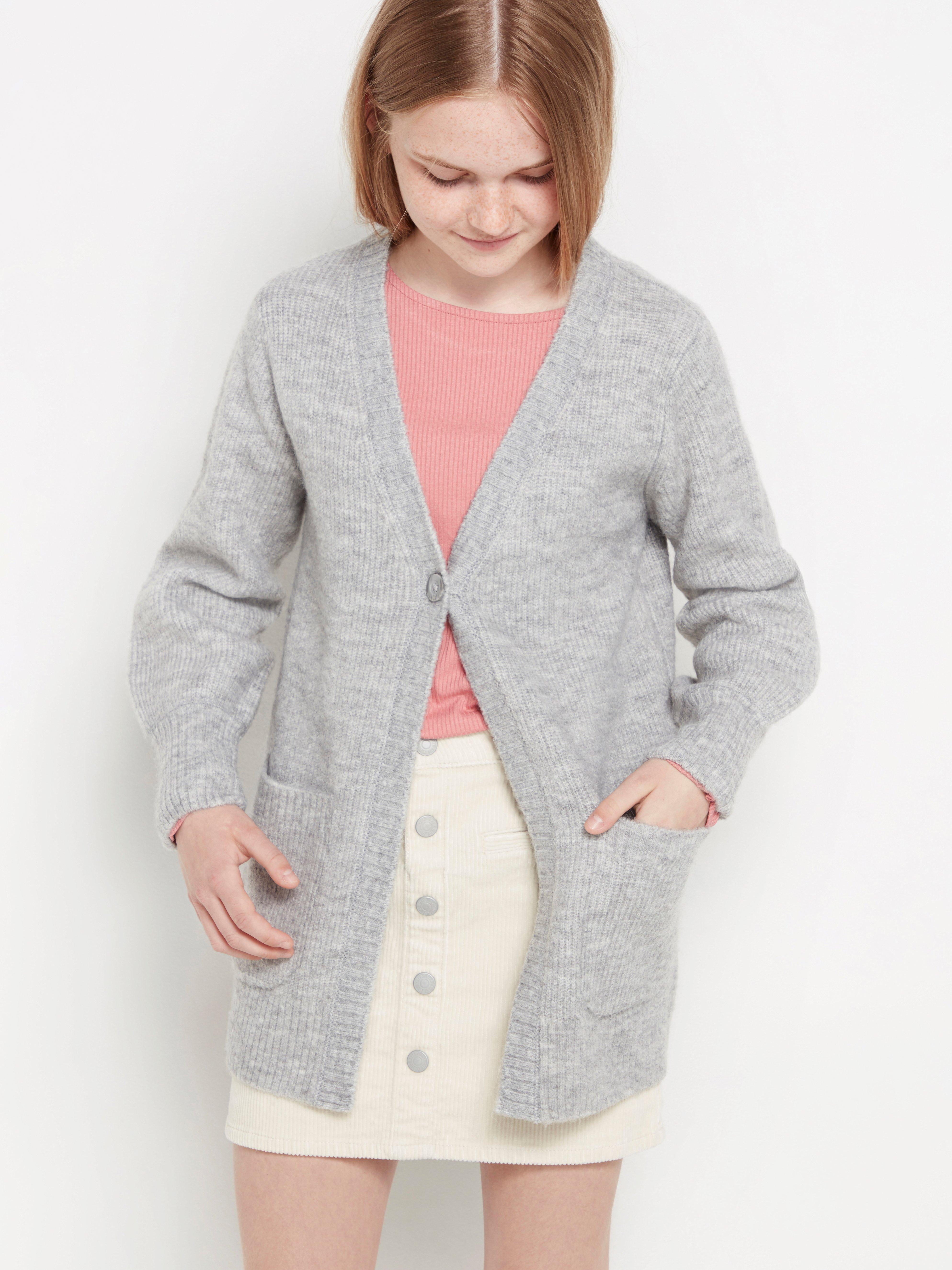 grey knitted cardigan baby