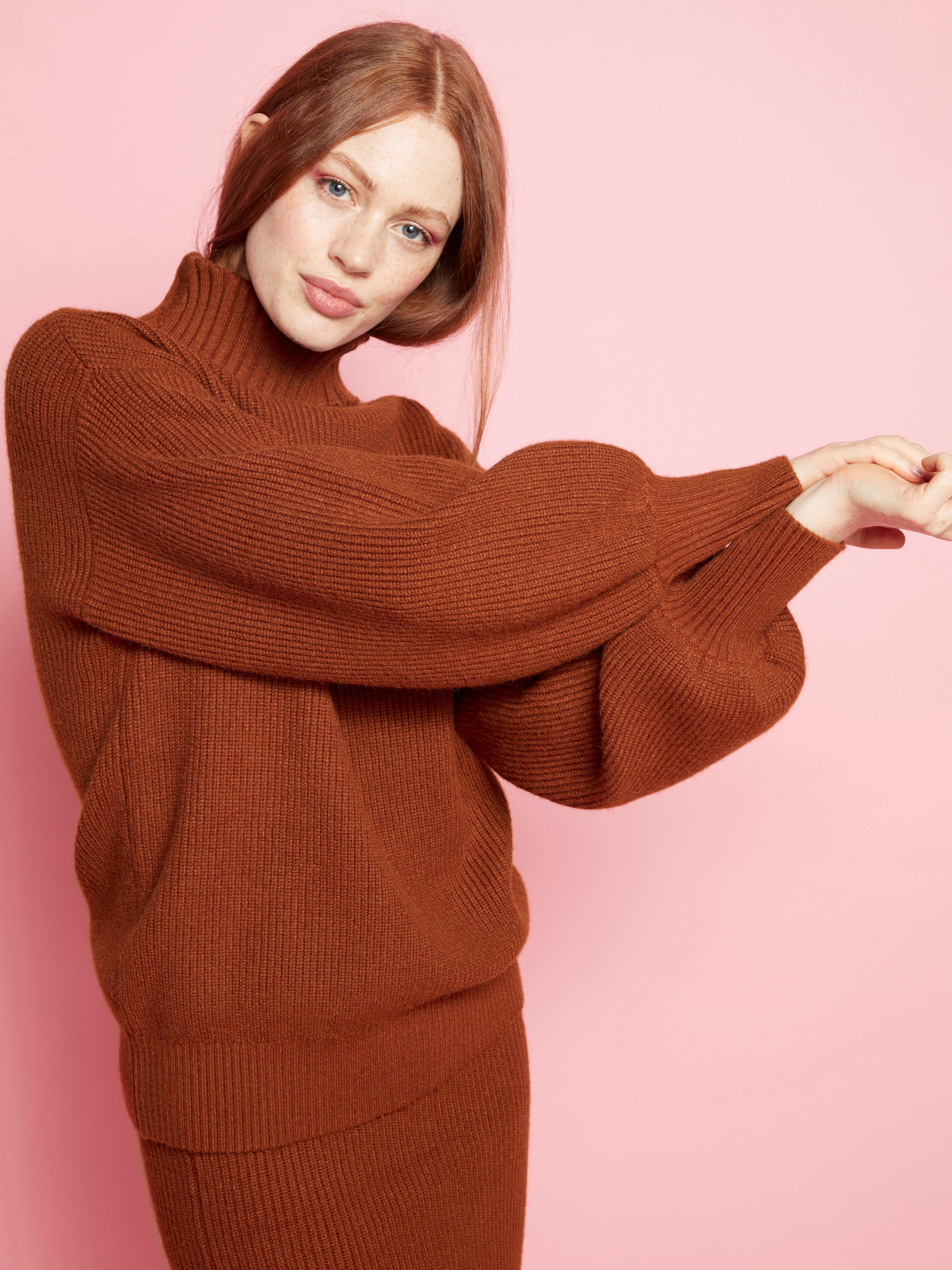 brown polo neck jumper ladies