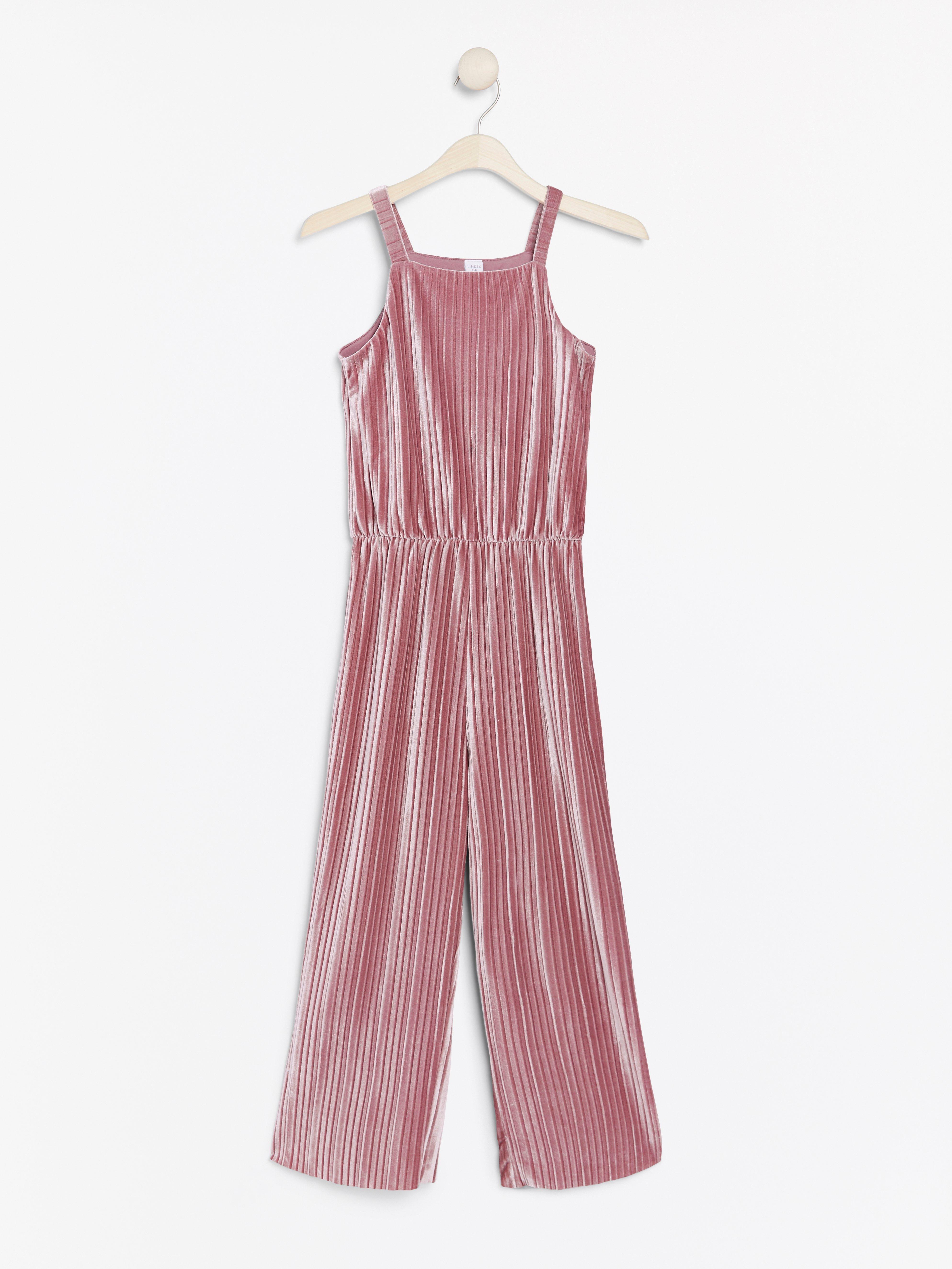 pink pleated jumpsuit