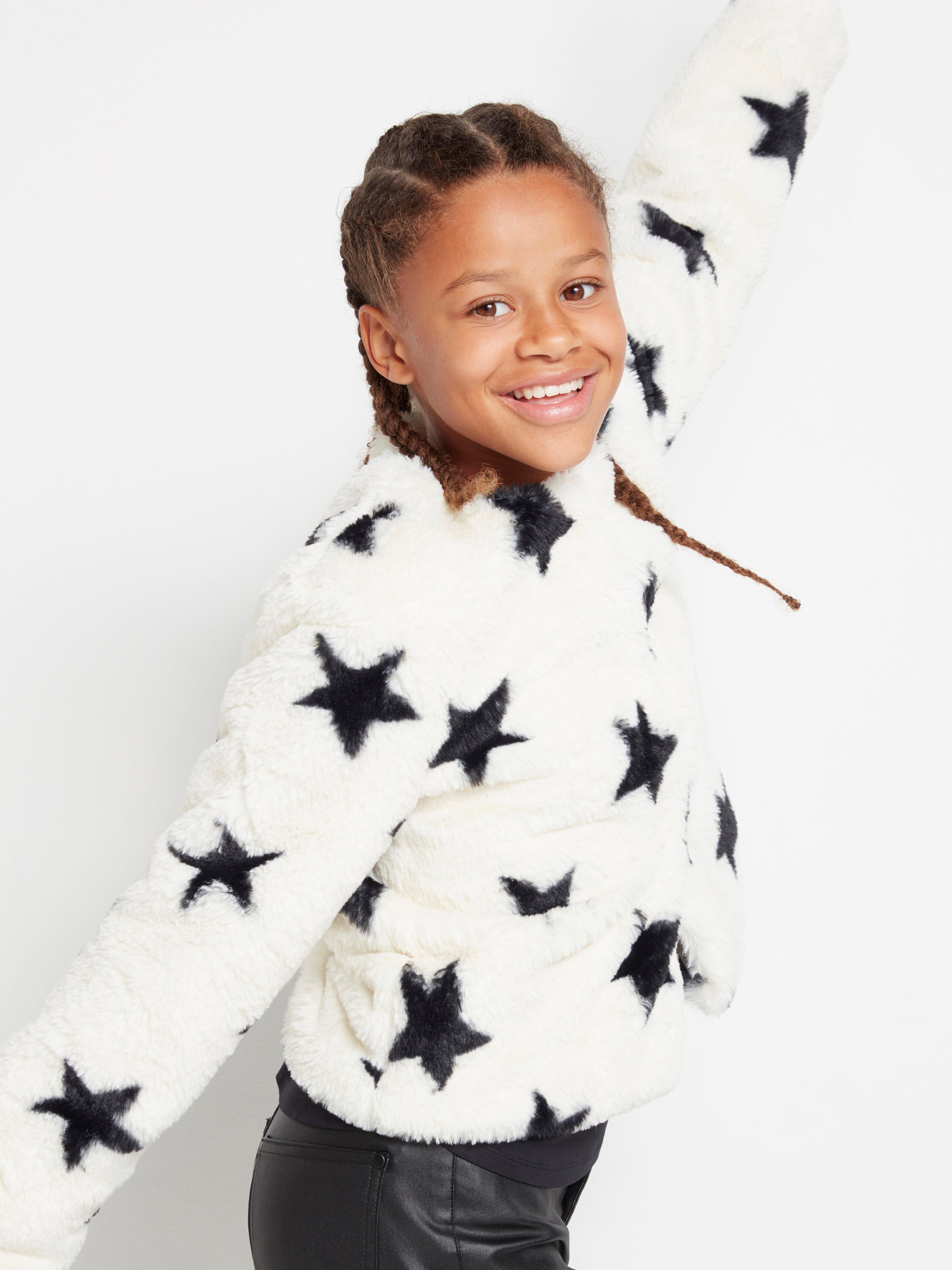 Fake fur jacket with star pattern Lindex UK