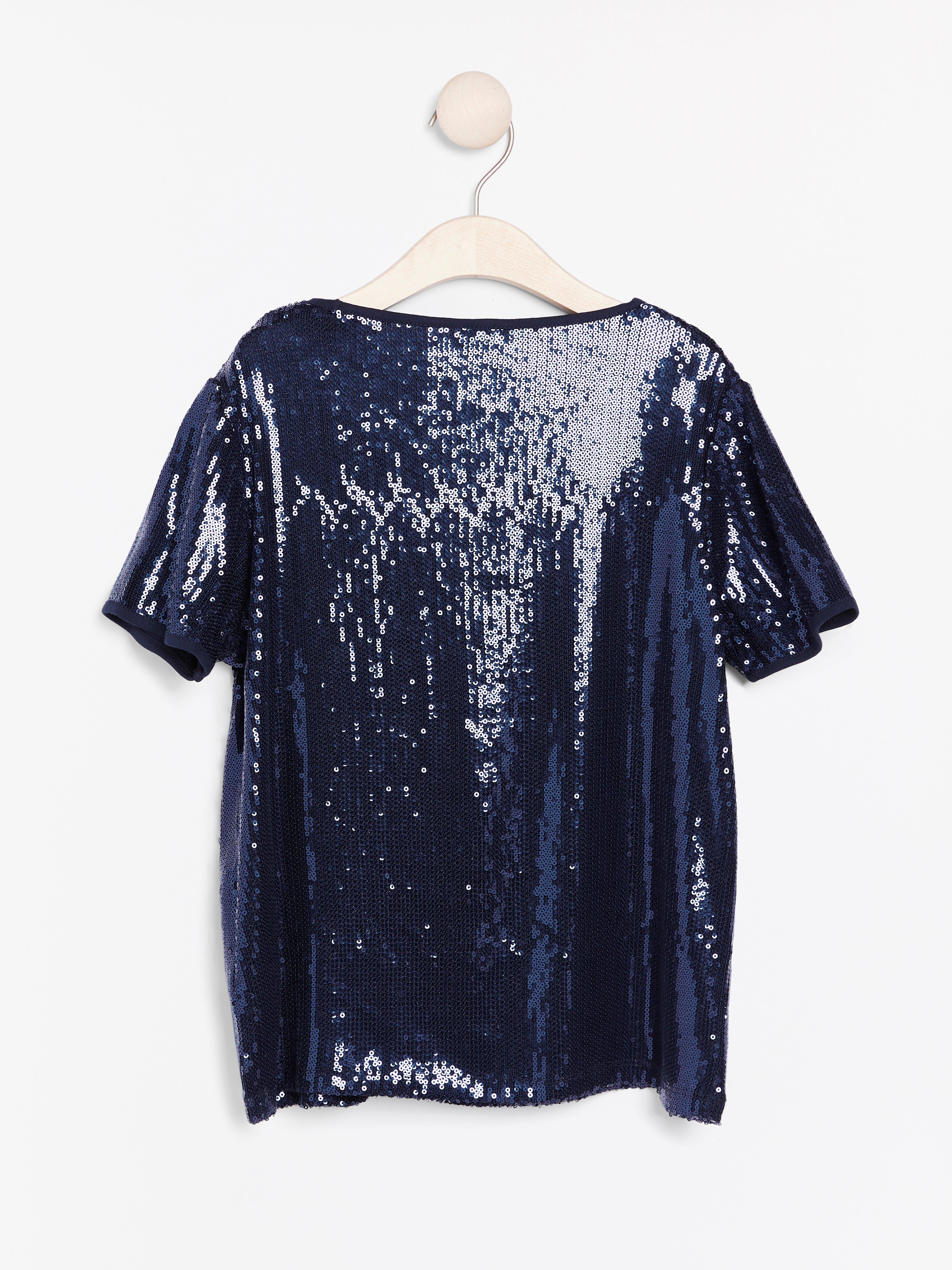 navy blue glitter top