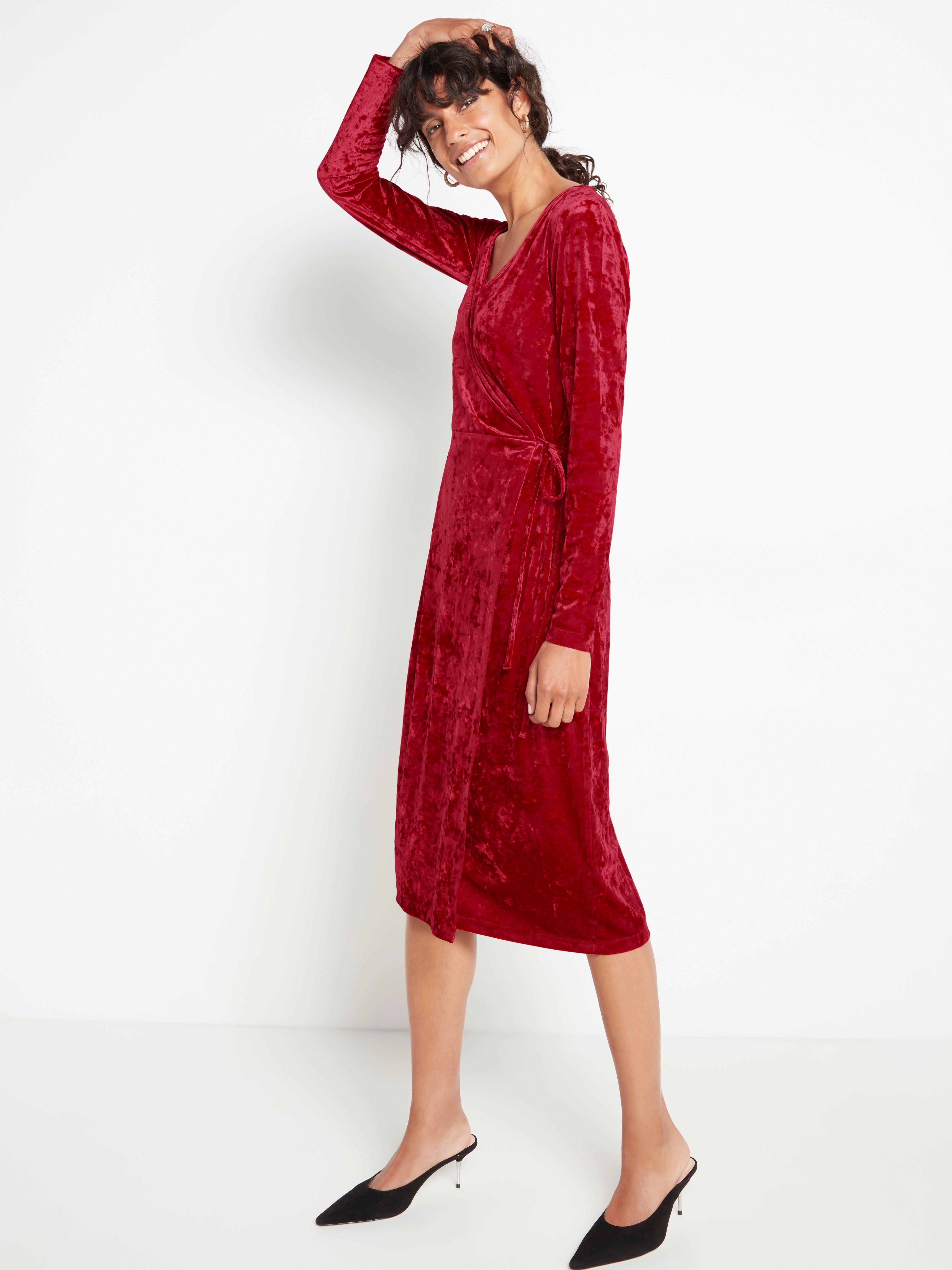 Crushed Velvet Wrap Dress 2025