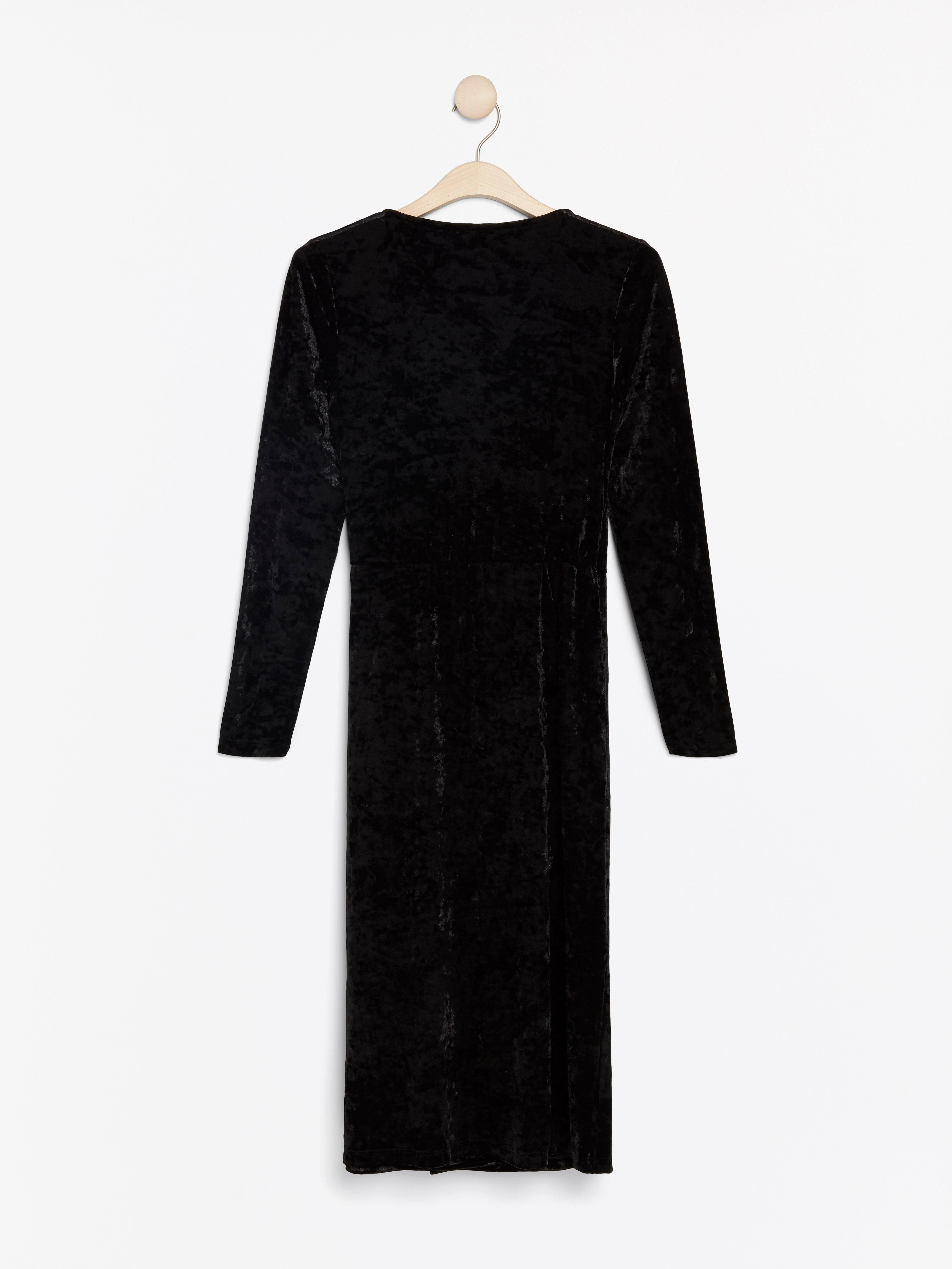 grey velvet wrap dress