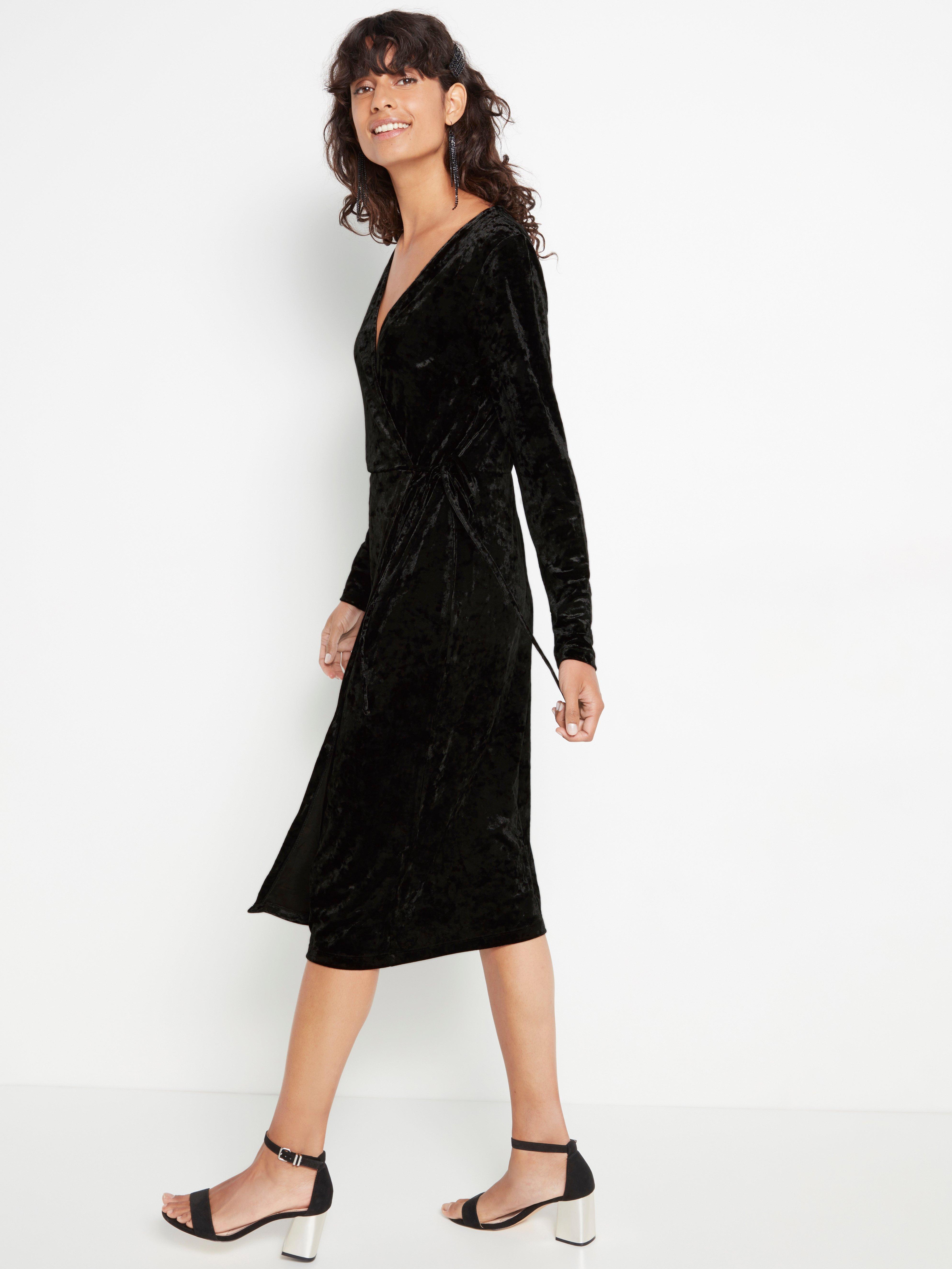 crushed velvet wrap dress