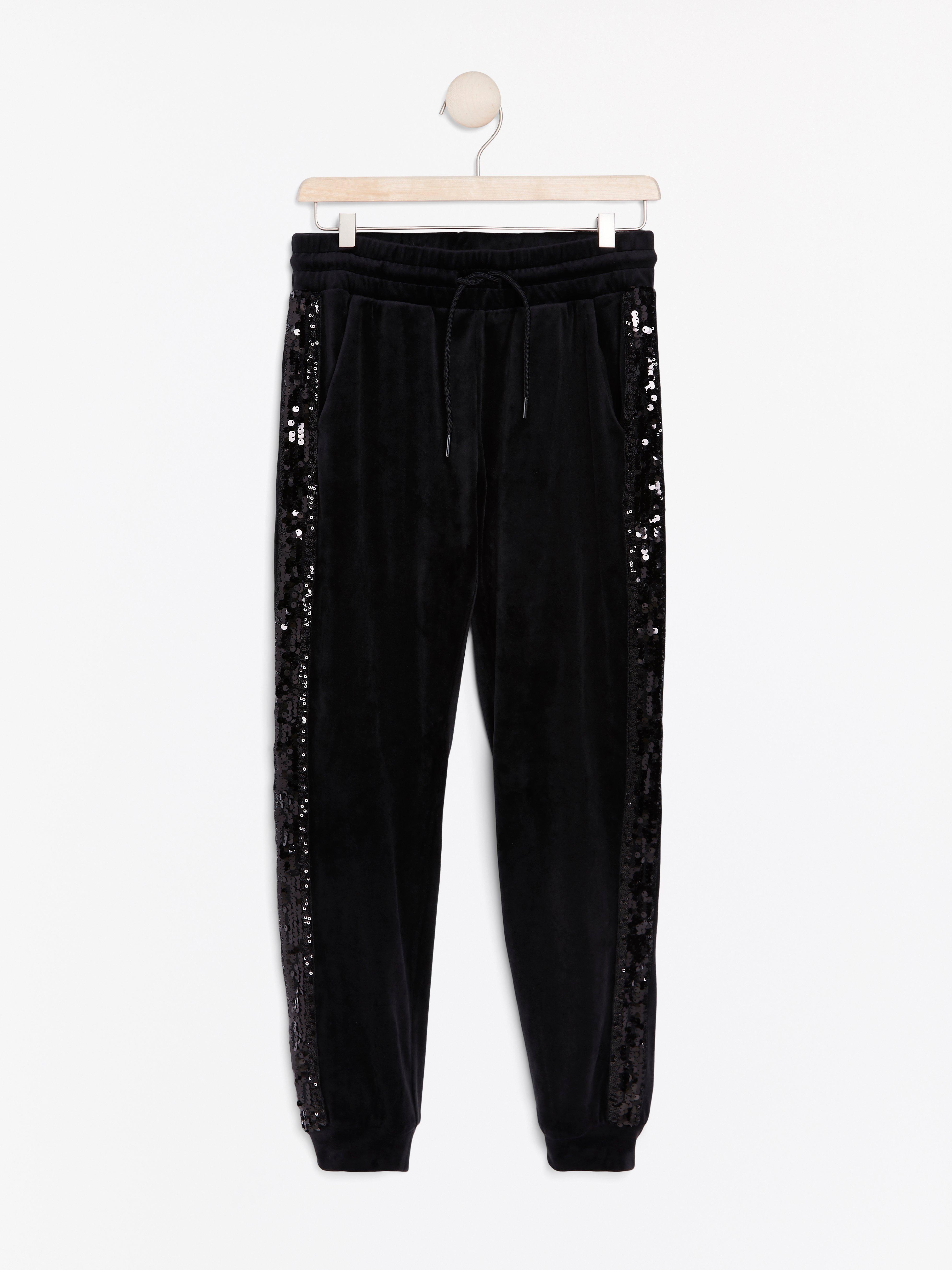 sequin side stripe trousers