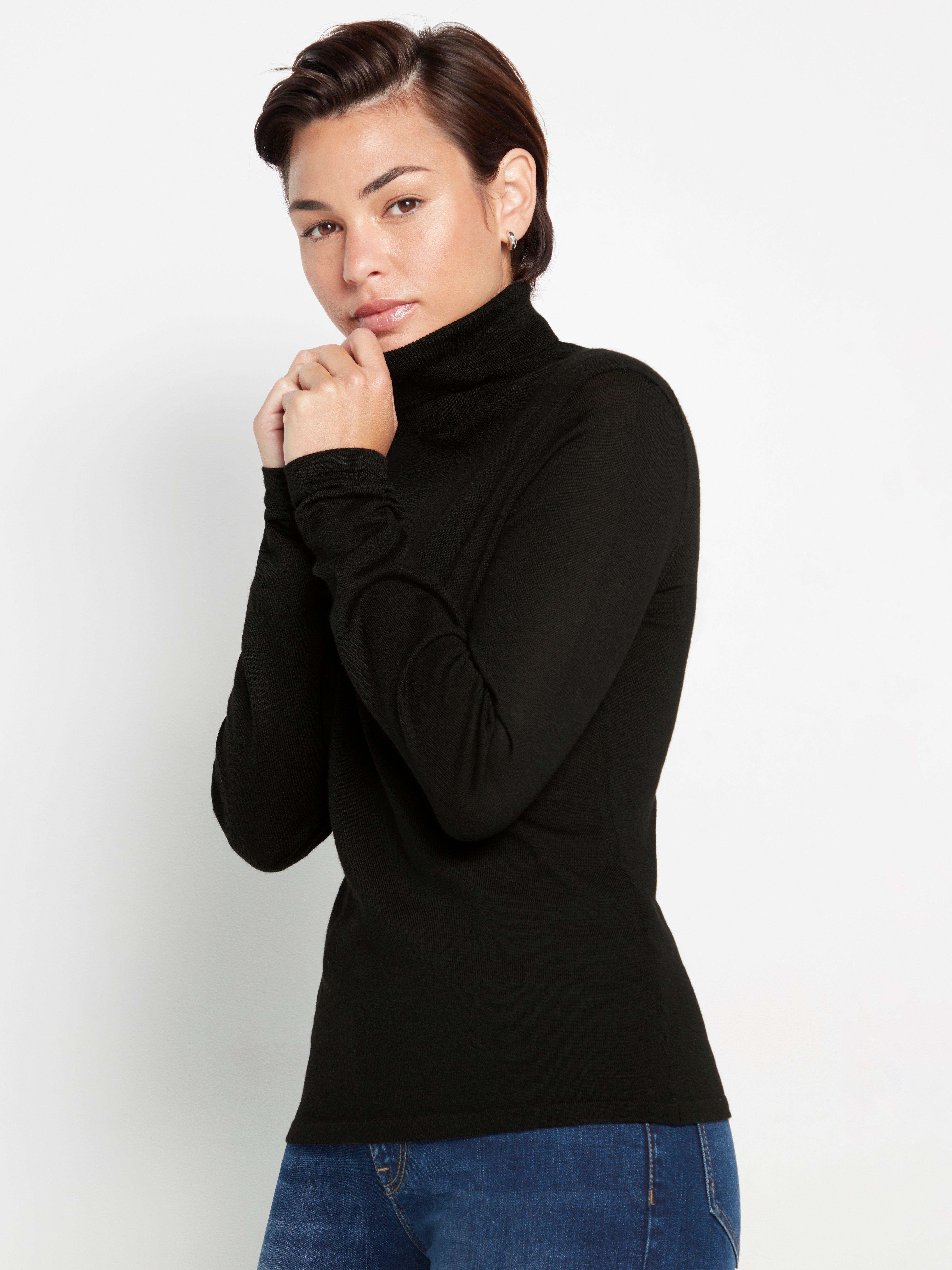 Fine-knit merino wool roll neck top | Lindex Latvia