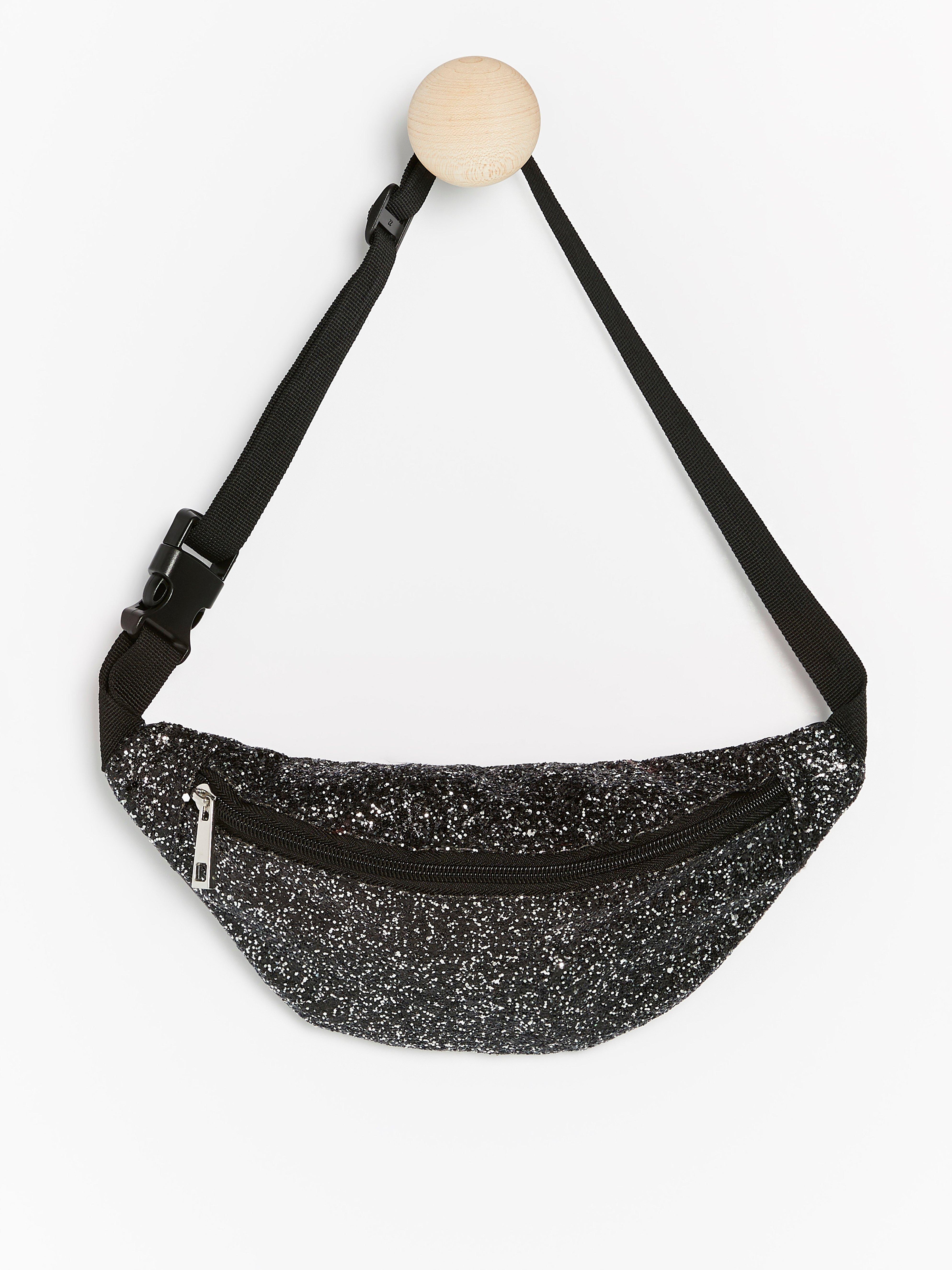 black glitter bum bag