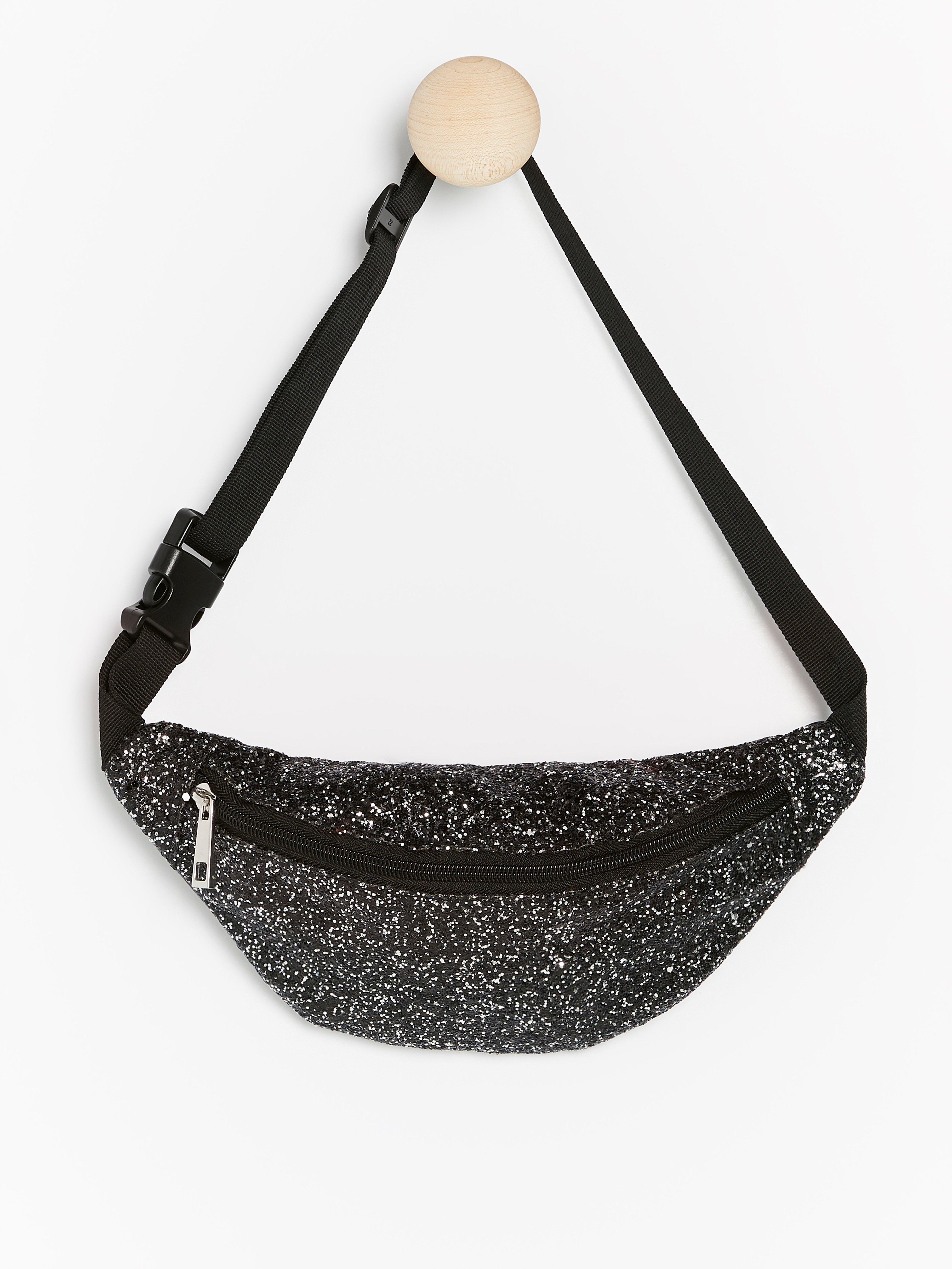 black sparkly bum bag