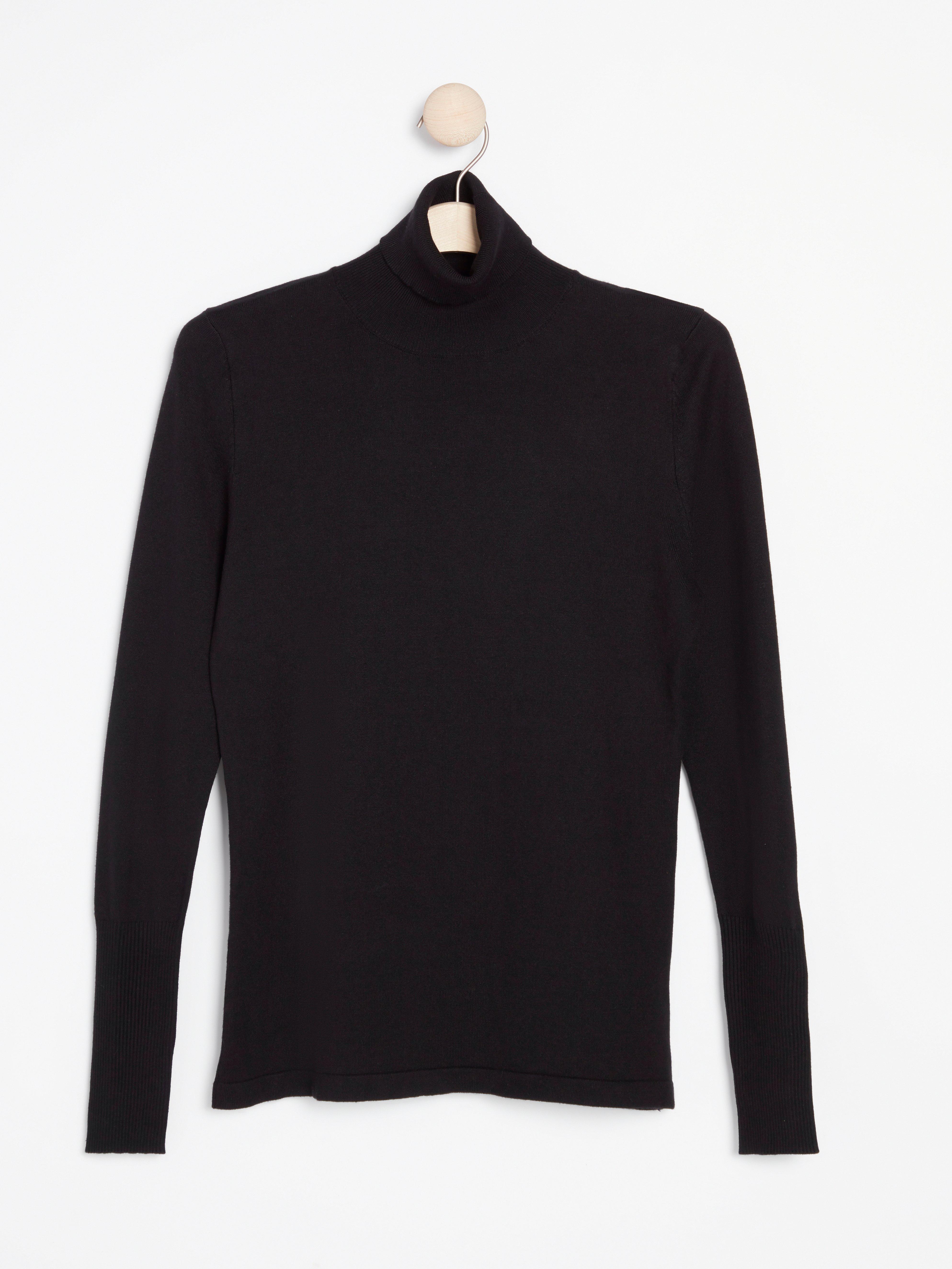 black knitted roll neck jumper