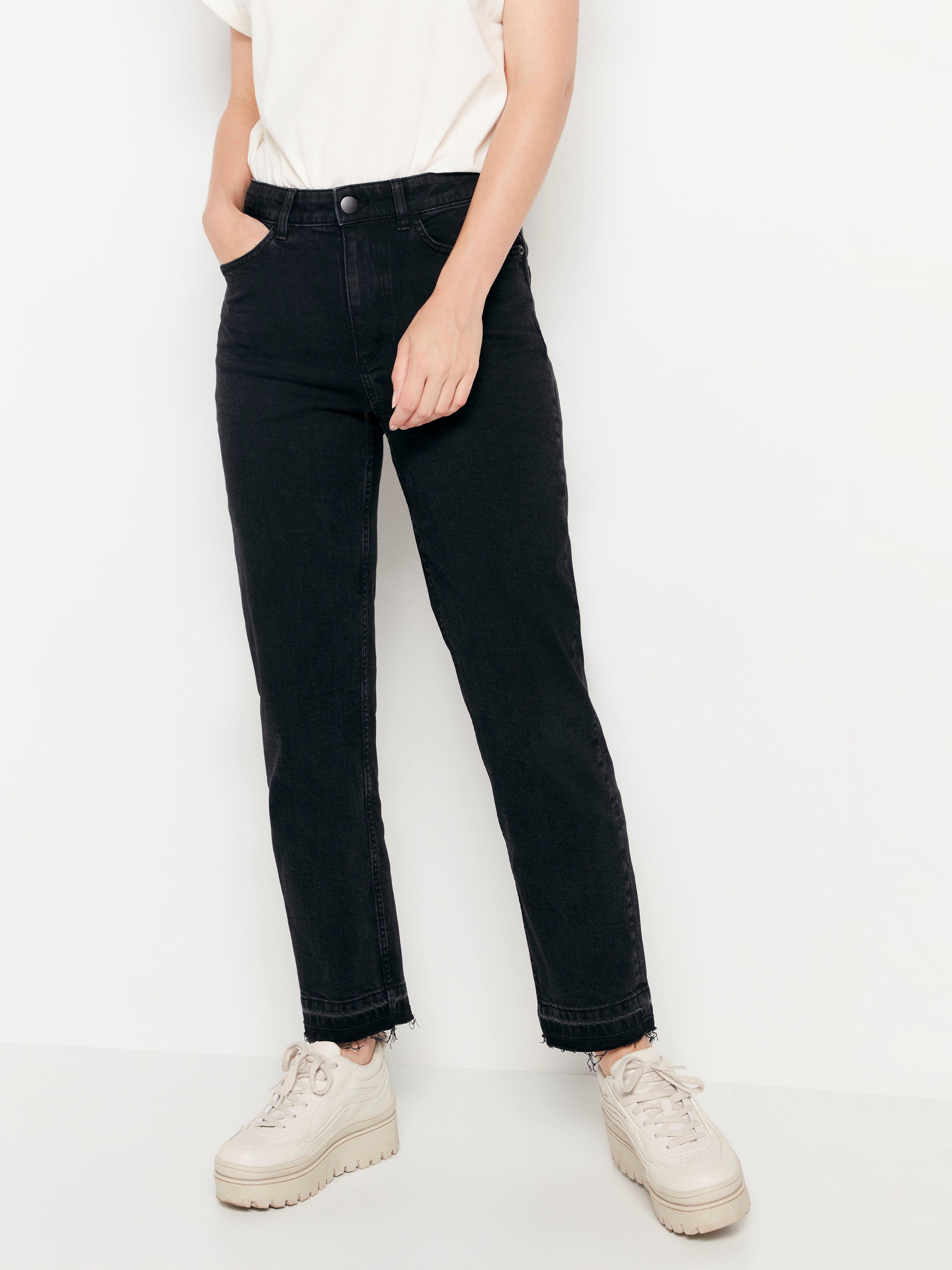 straight cropped high waist jeans