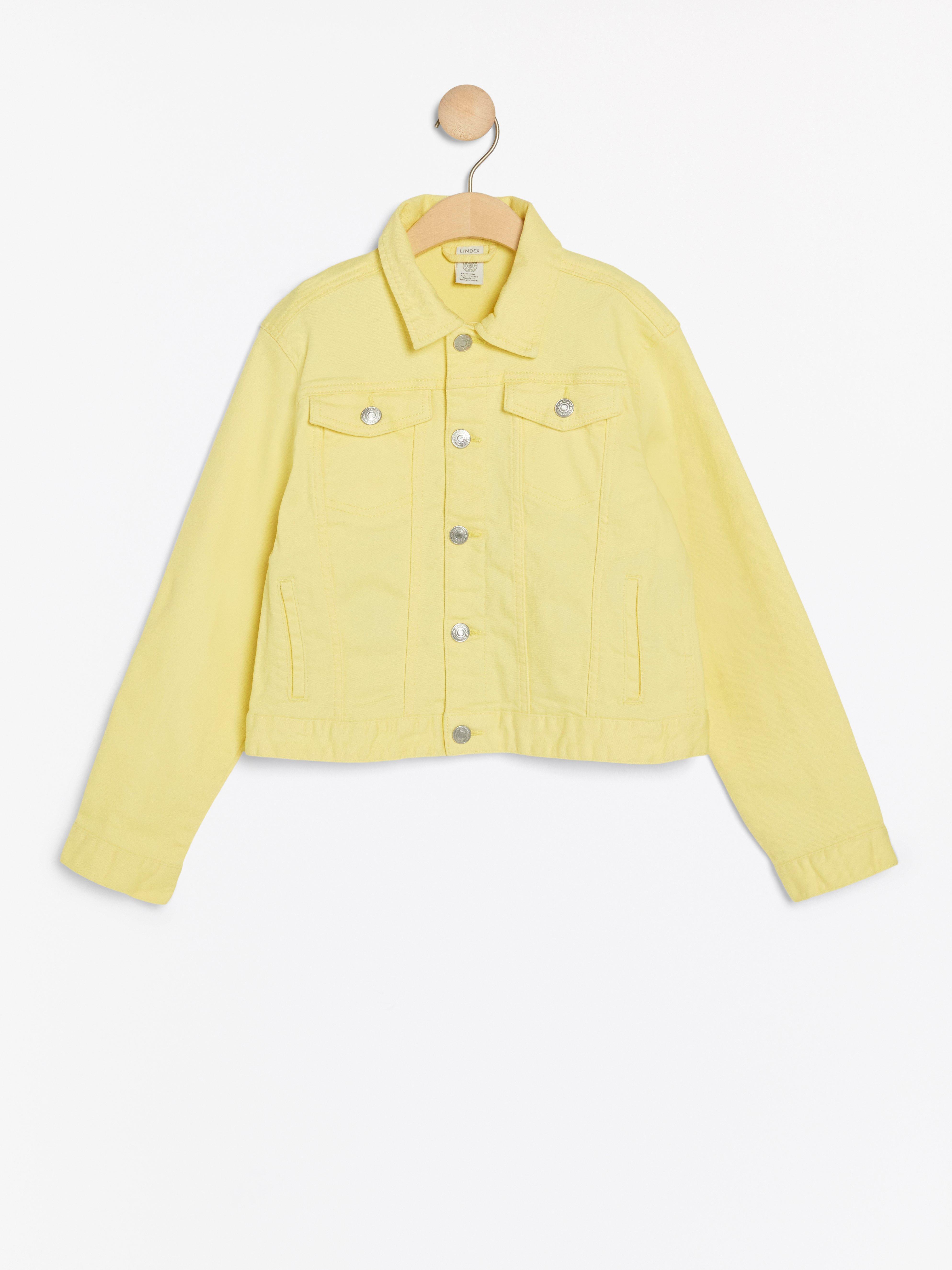 pastel yellow denim jacket