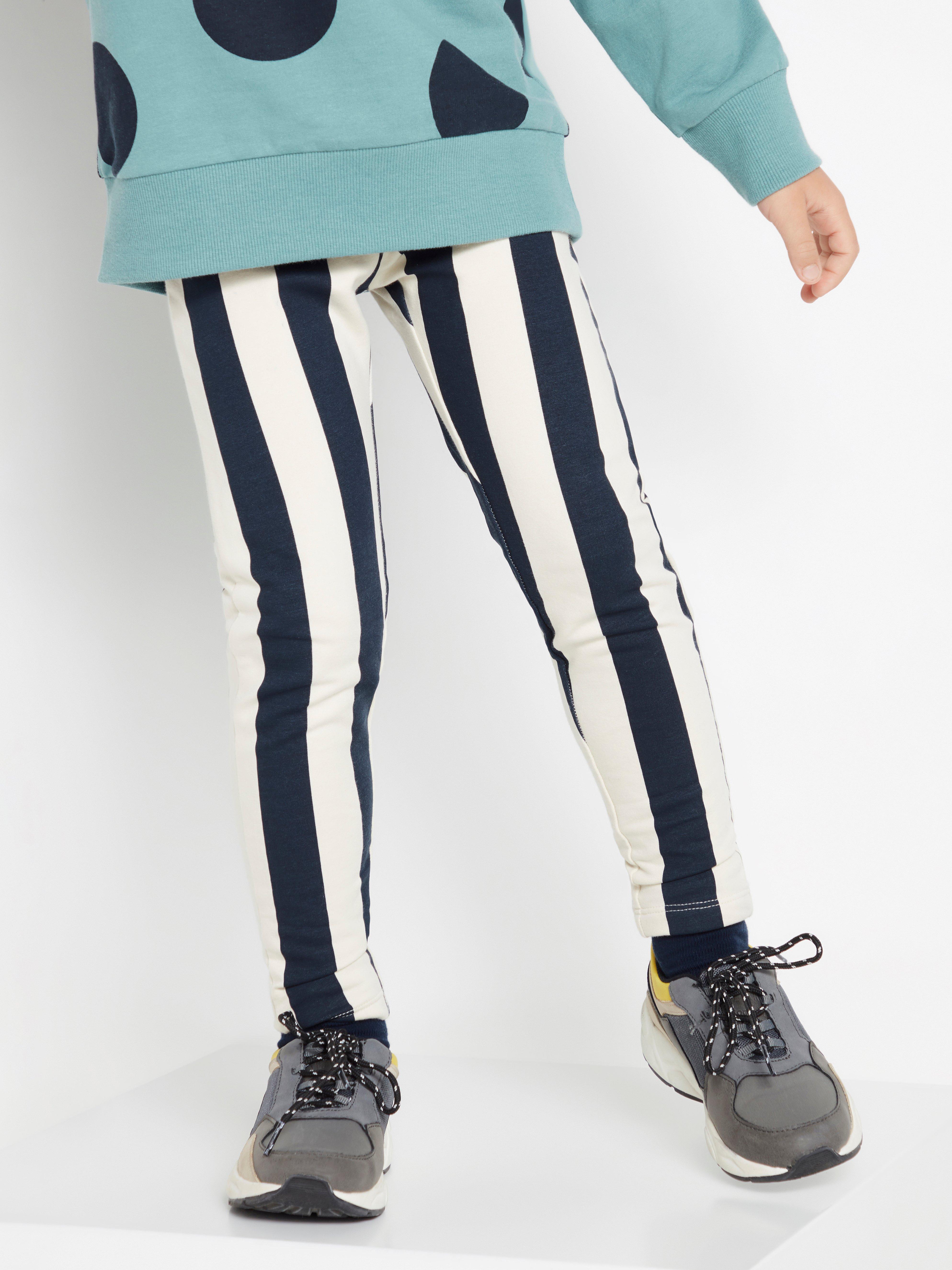 Blue and white hot sale vertical striped leggings