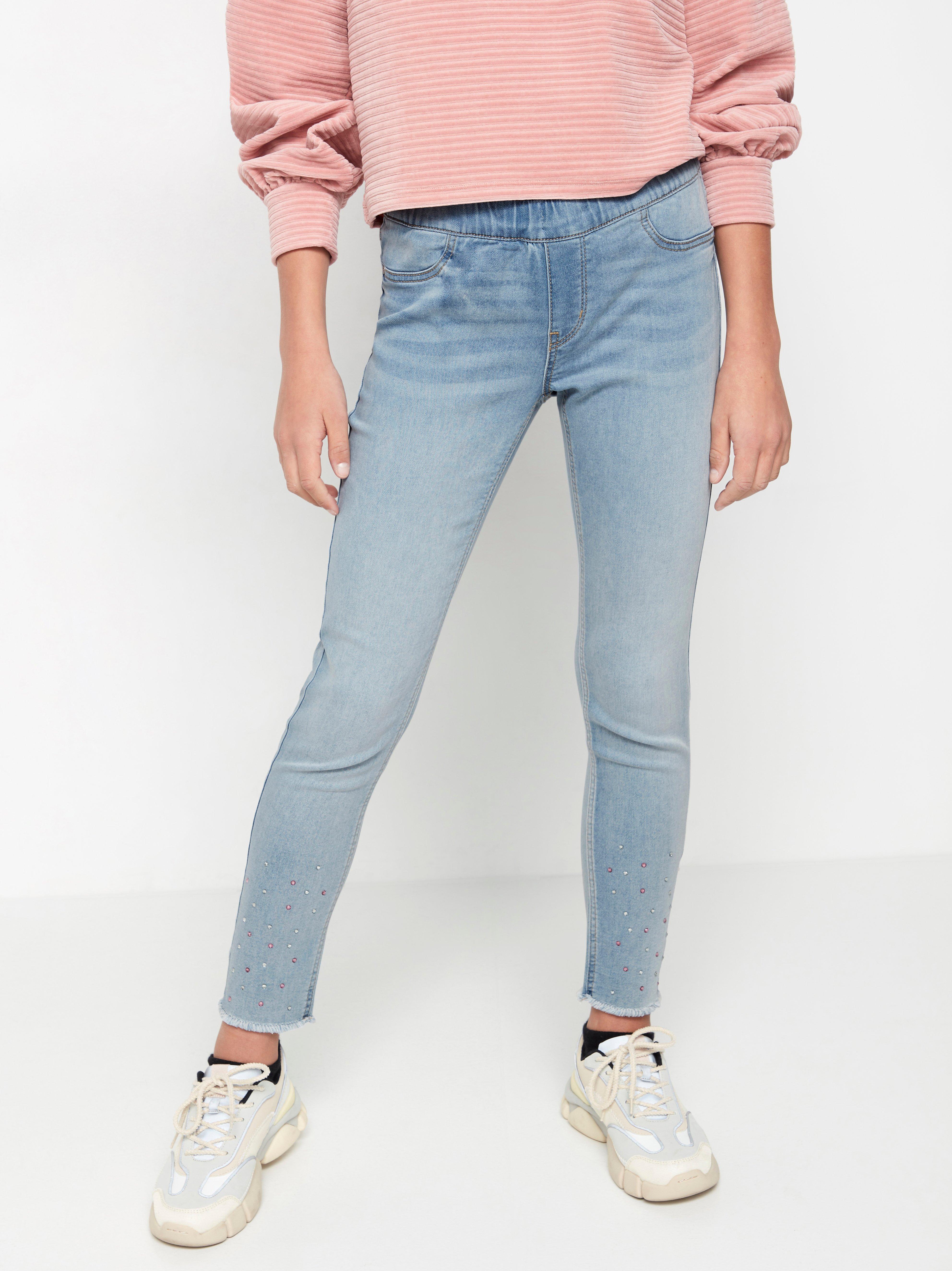 blue jeans with rhinestones