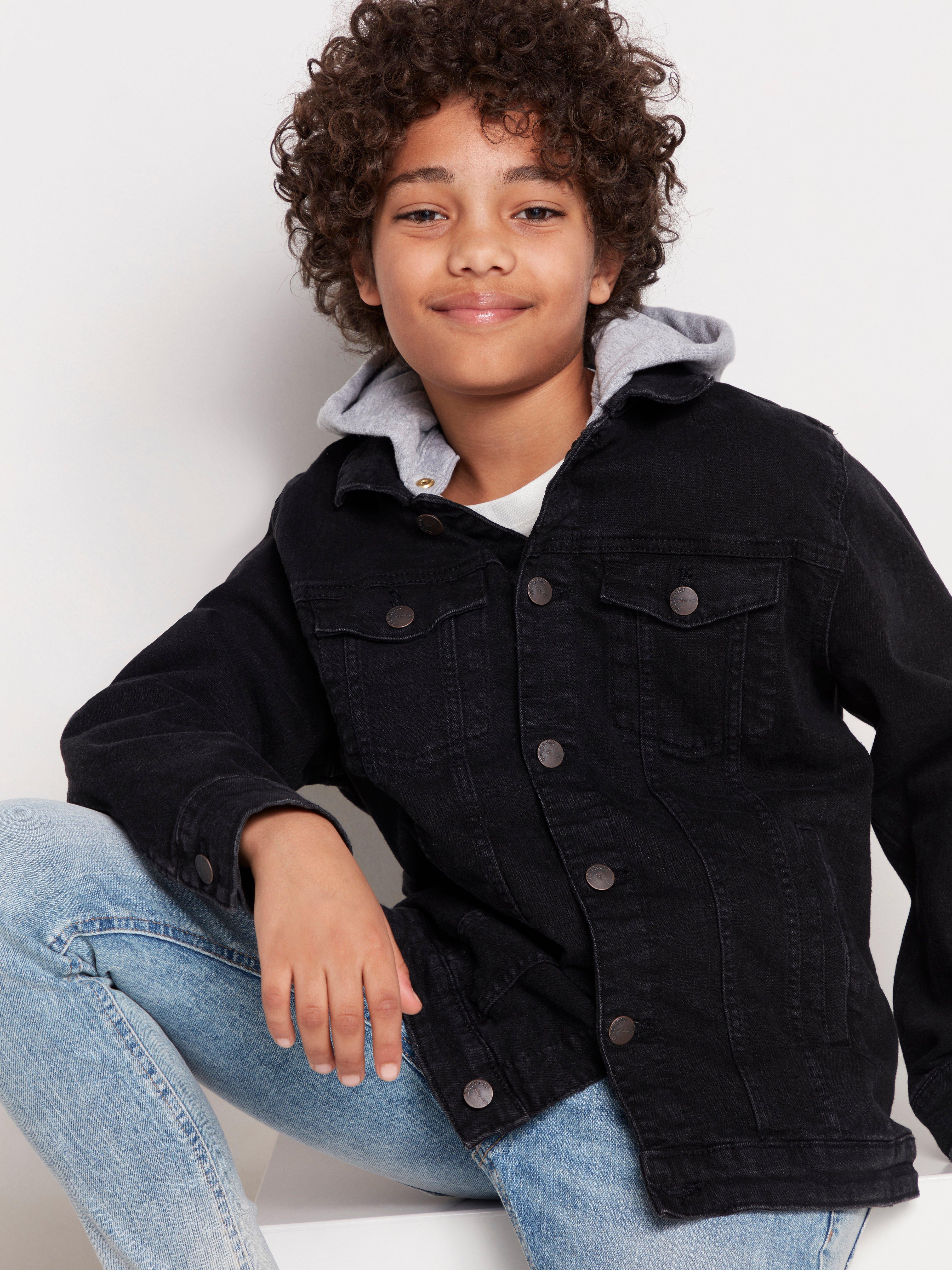 denim jacket with hoodie attached